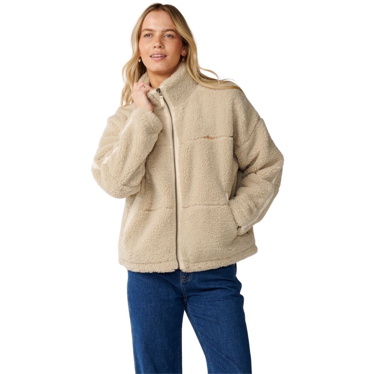 Rip Curl Women's Cala Nights Sherpa Full Zip Fleece (Natural)