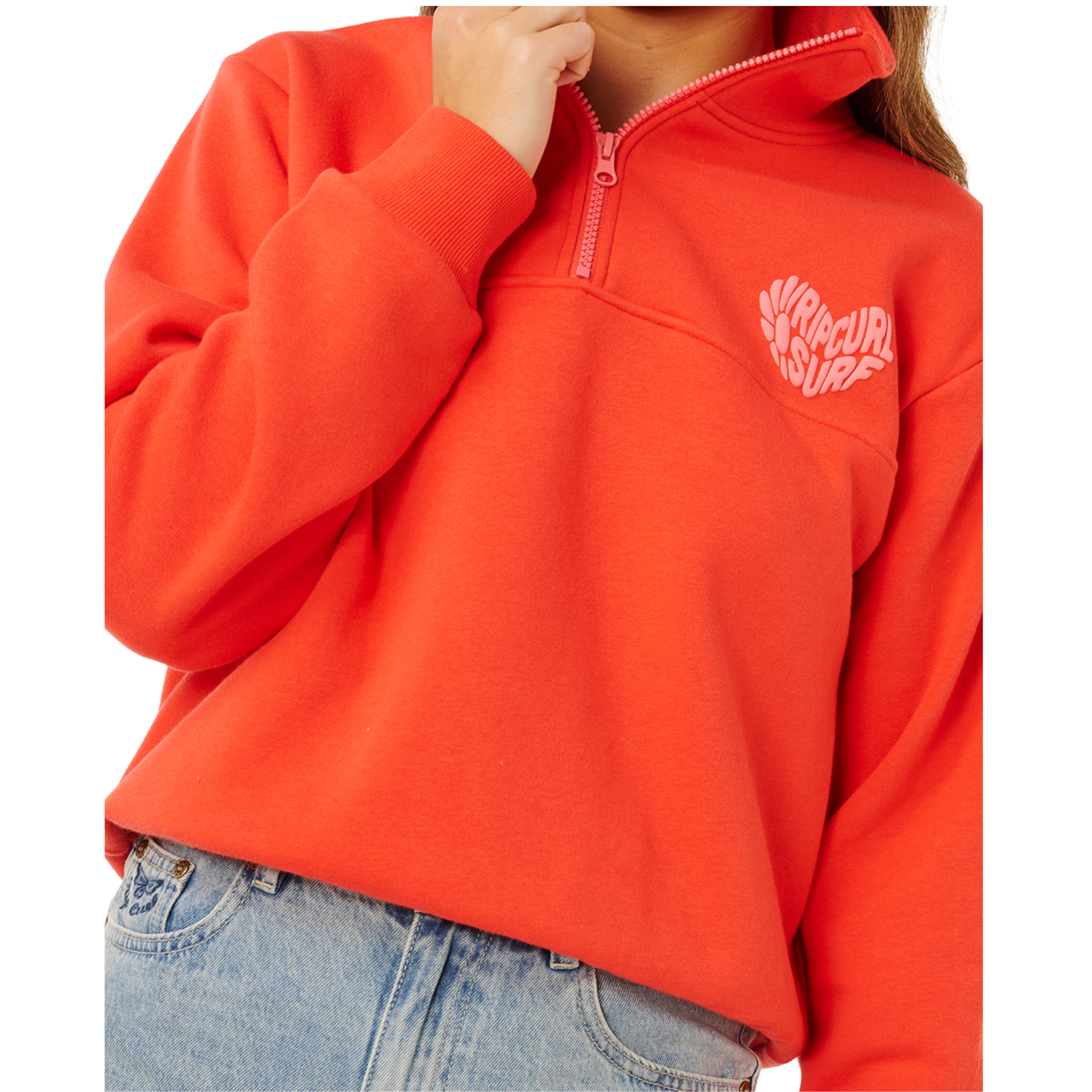 Rip Curl Women's Heart Half Zip Fleece (Red)