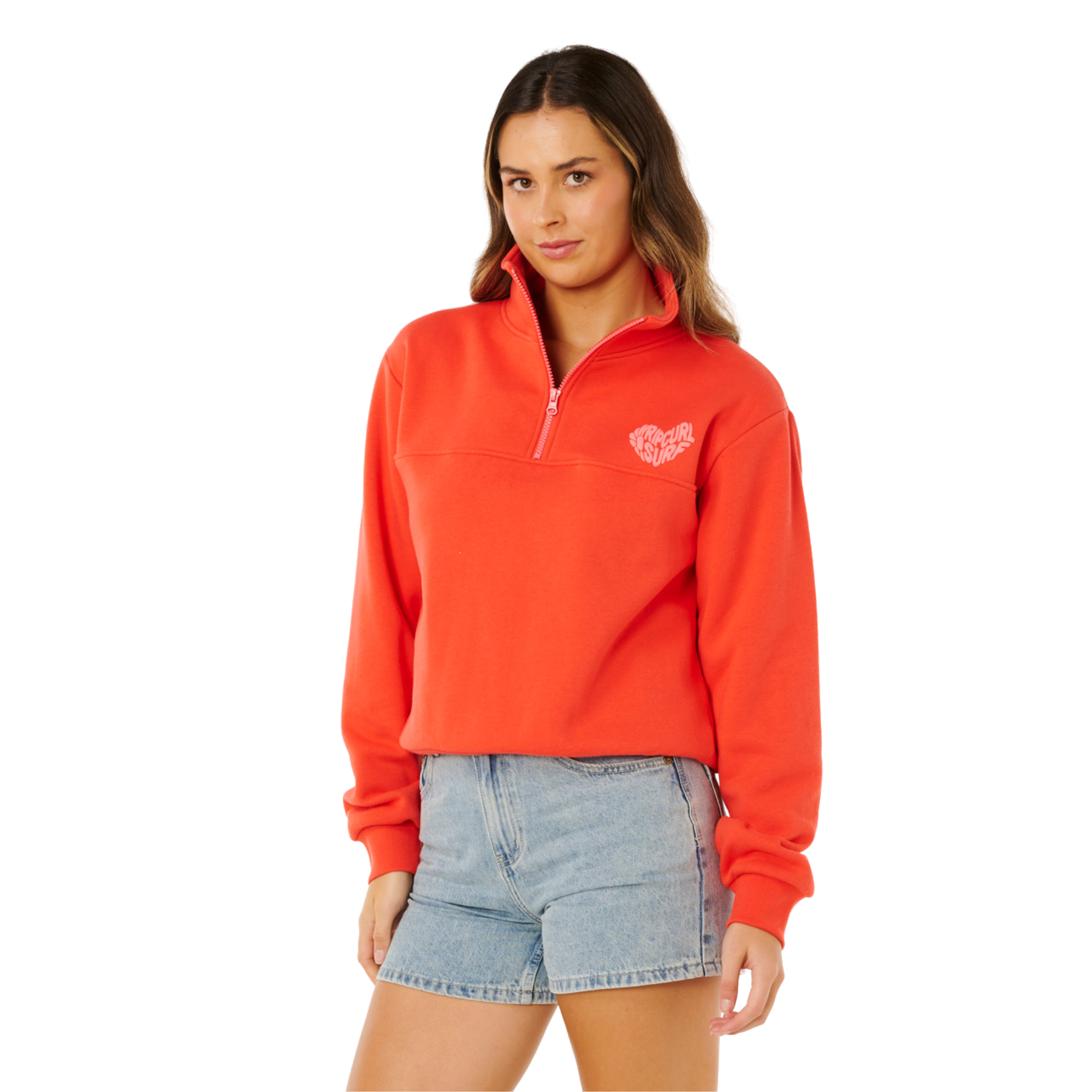Rip Curl Women's Heart Half Zip Fleece (Red)