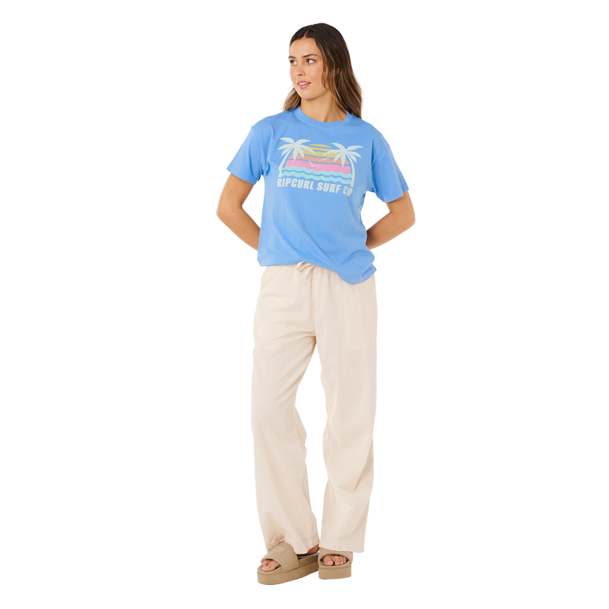 Rip Curl Women's Malibu Relaxed Short Sleeve Tee (Cornflower Blue)