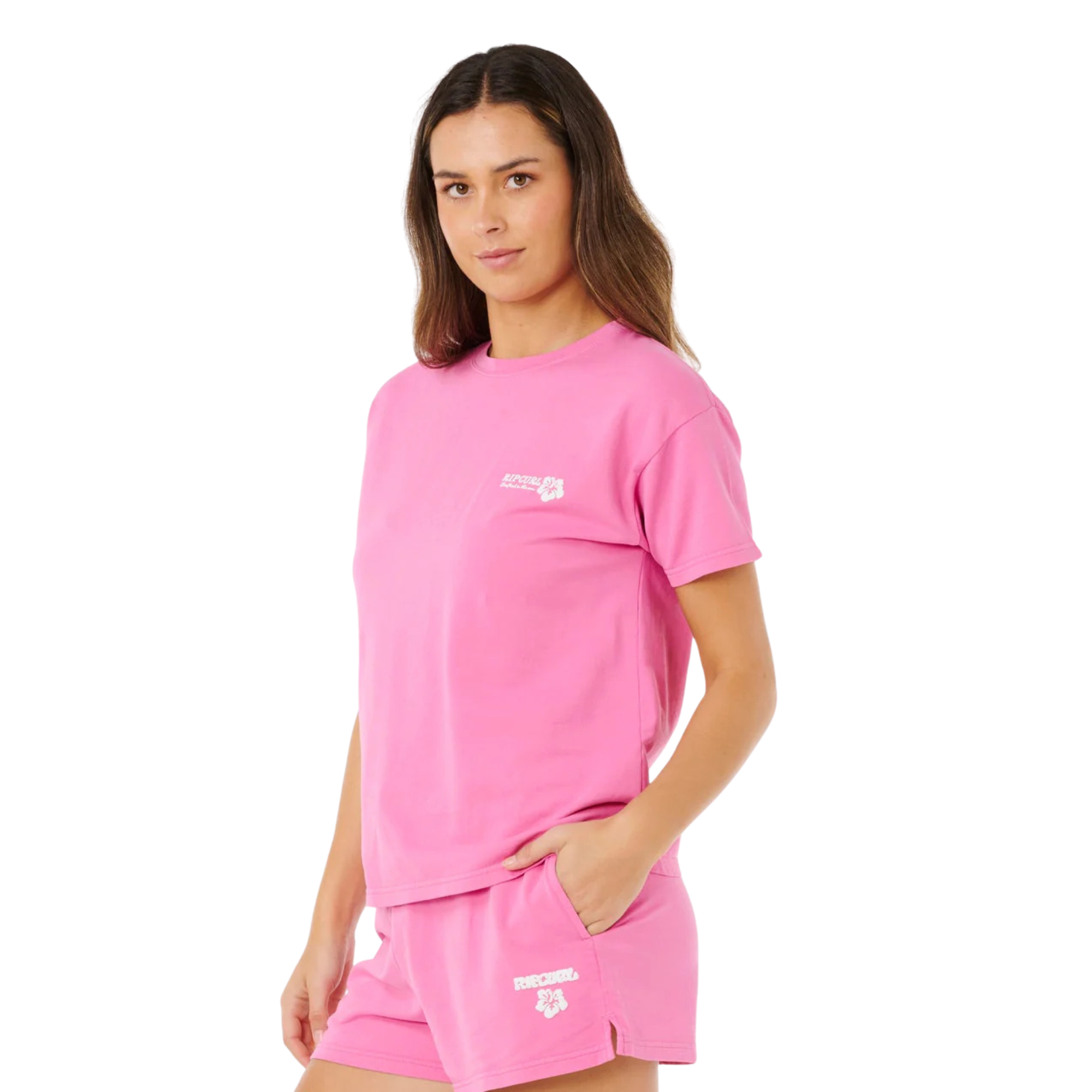 Rip Curl Women's Surf Puff Party Pack Relaxed Short Sleeve Tee (Super Pink)
