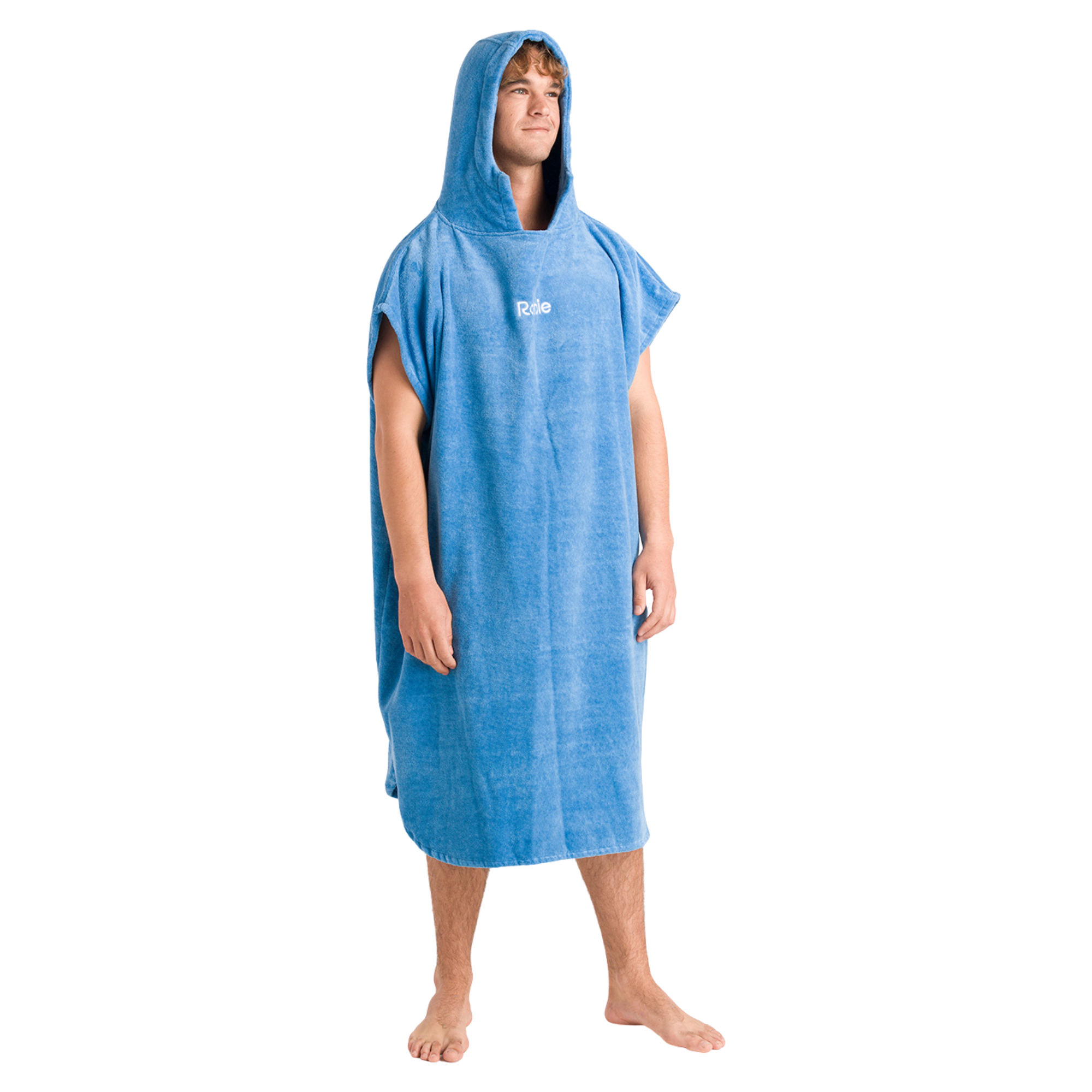 Robie Original - Adult Unisex Hooded Short Sleeve Changing Robe (Cornflower Blue)