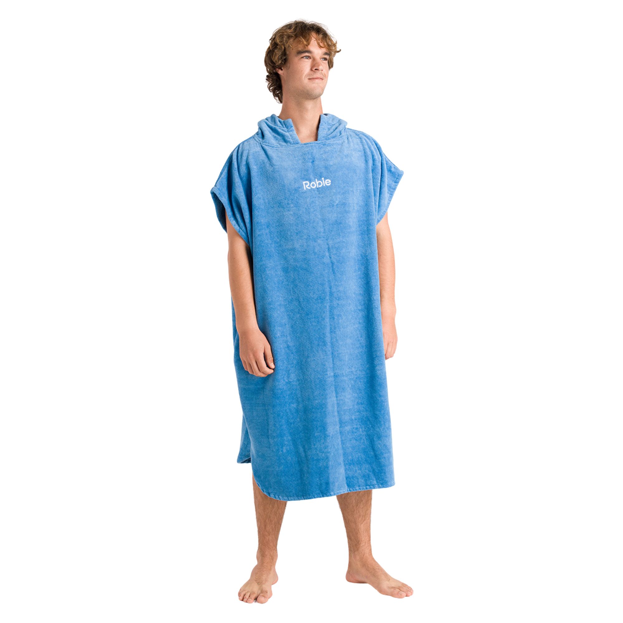 Robie Original - Adult Unisex Hooded Short Sleeve Changing Robe (Cornflower Blue)
