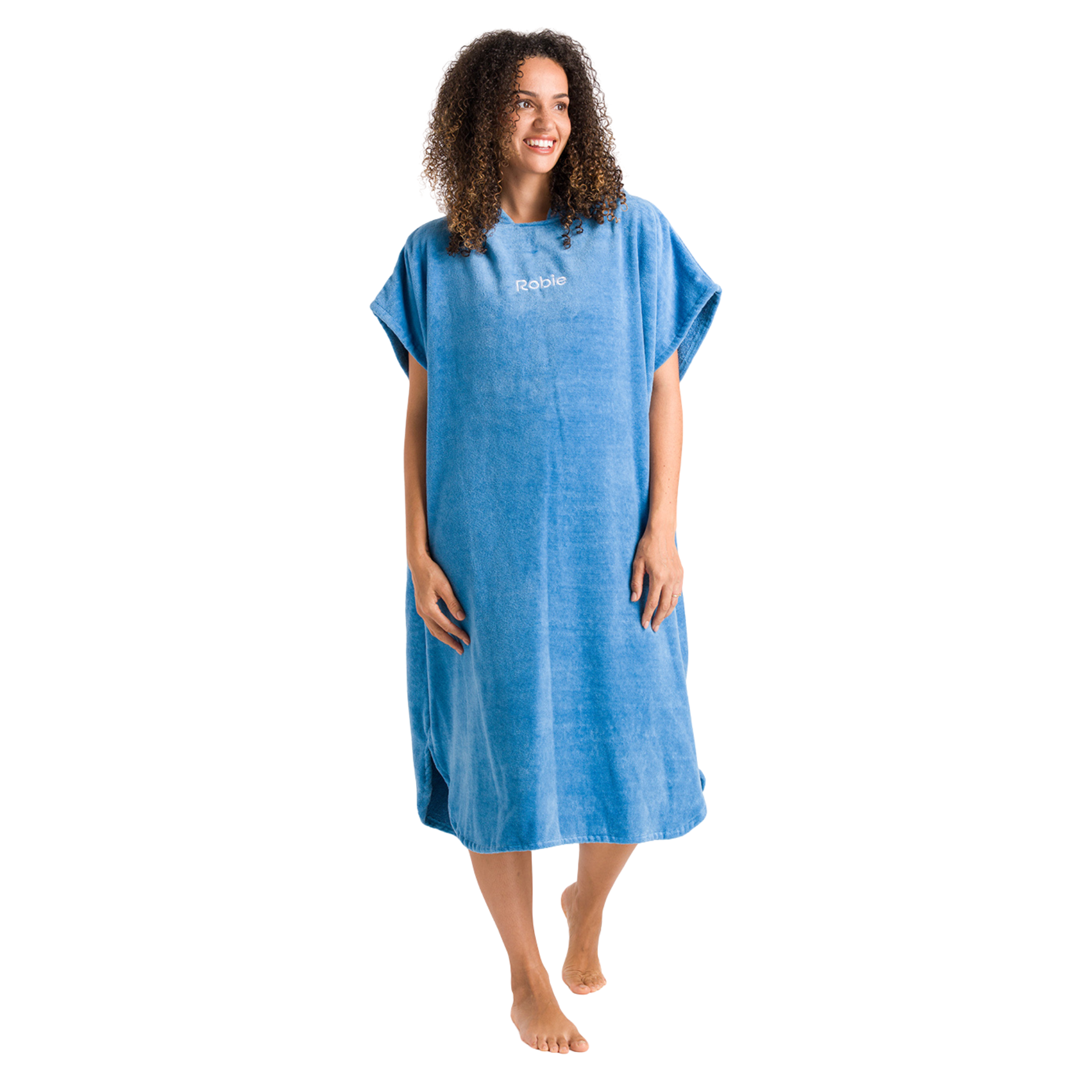 Robie Original - Adult Unisex Hooded Short Sleeve Changing Robe (Cornflower Blue)