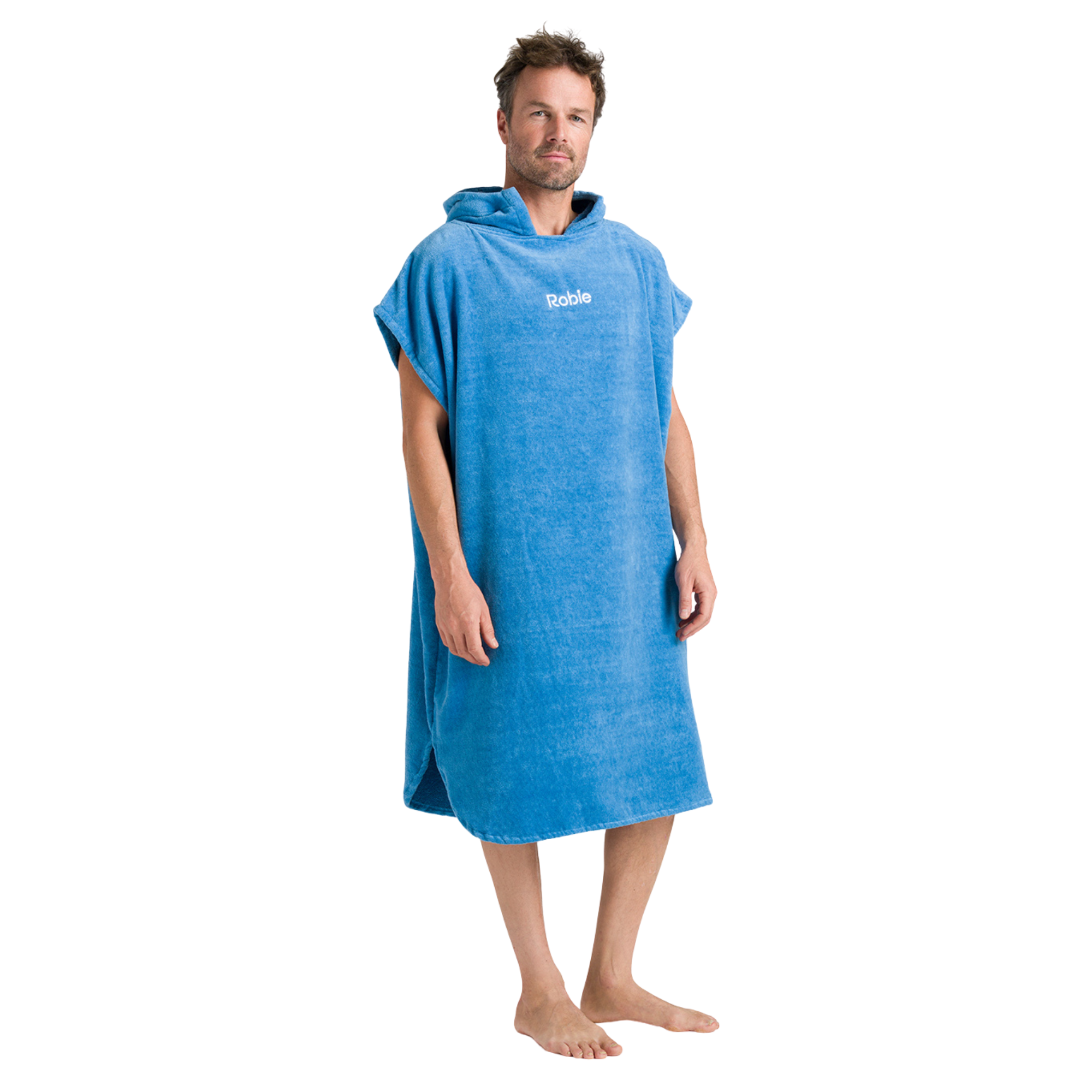 Robie Original - Adult Unisex Hooded Short Sleeve Changing Robe (Cornflower Blue)