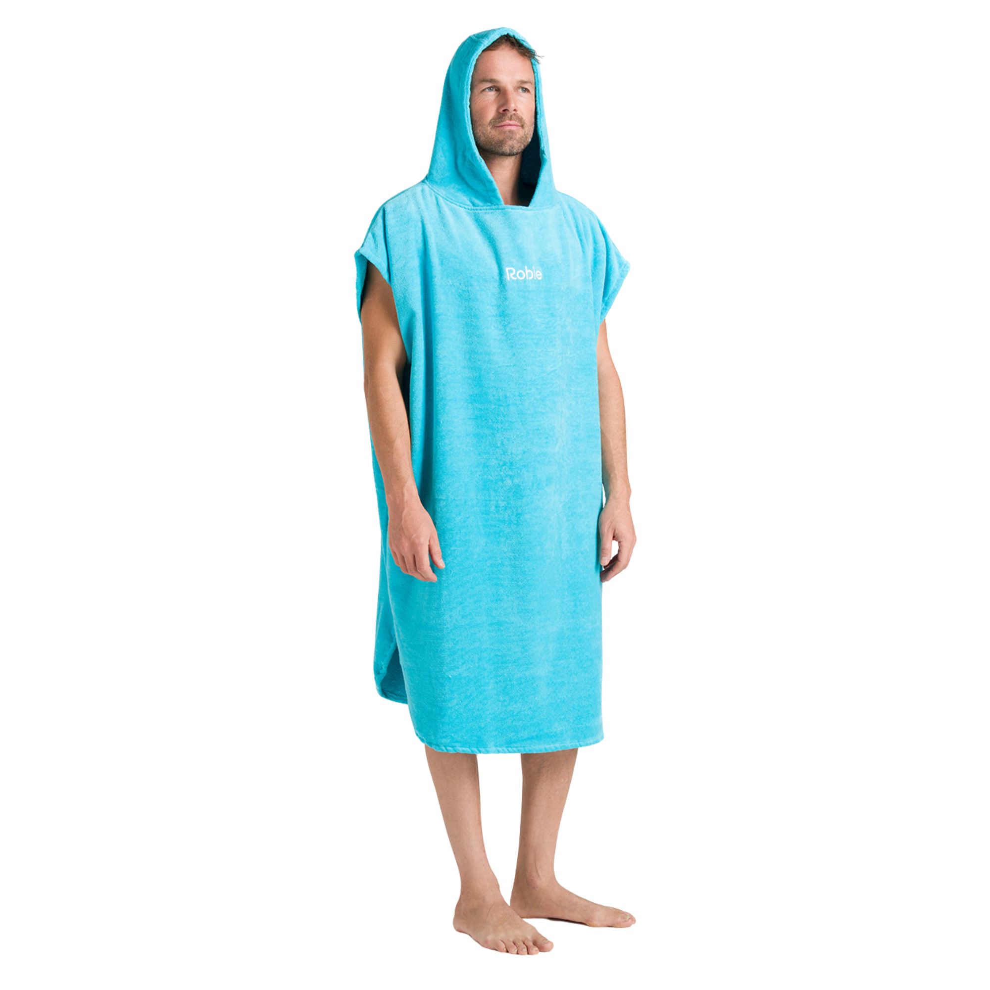 Robie Original - Adult Unisex Hooded Short Sleeve Changing Robe (Hawaiian Blue)