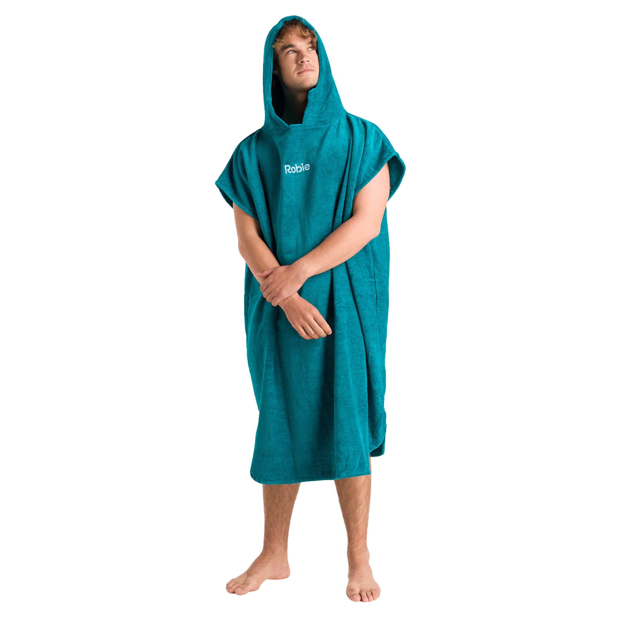 Robie Original - Adult Unisex Hooded Short Sleeve Changing Robe (Teal)