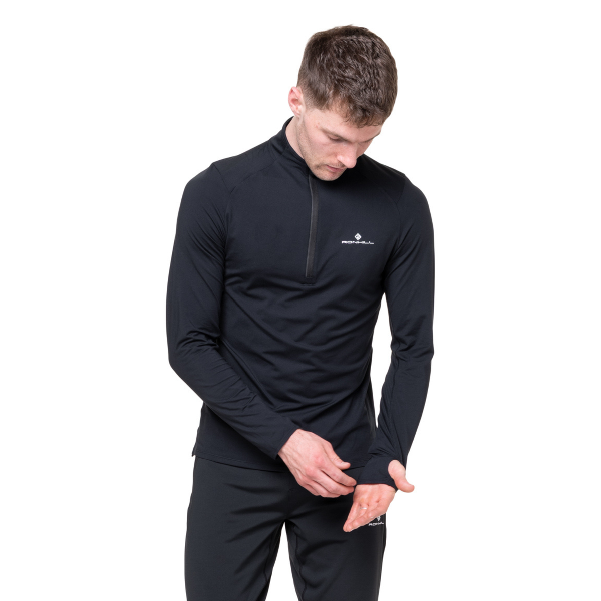 Ronhill Men's Core Thermal Half Zip Base Layer Top (Black/Bright White)