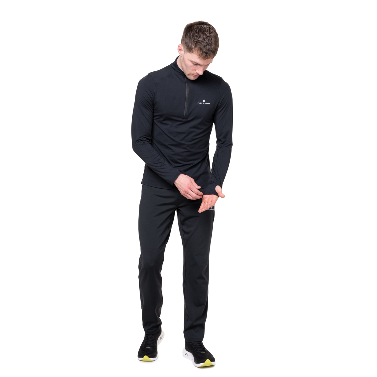 Ronhill Men's Core Thermal Half Zip Base Layer Top (Black/Bright White)