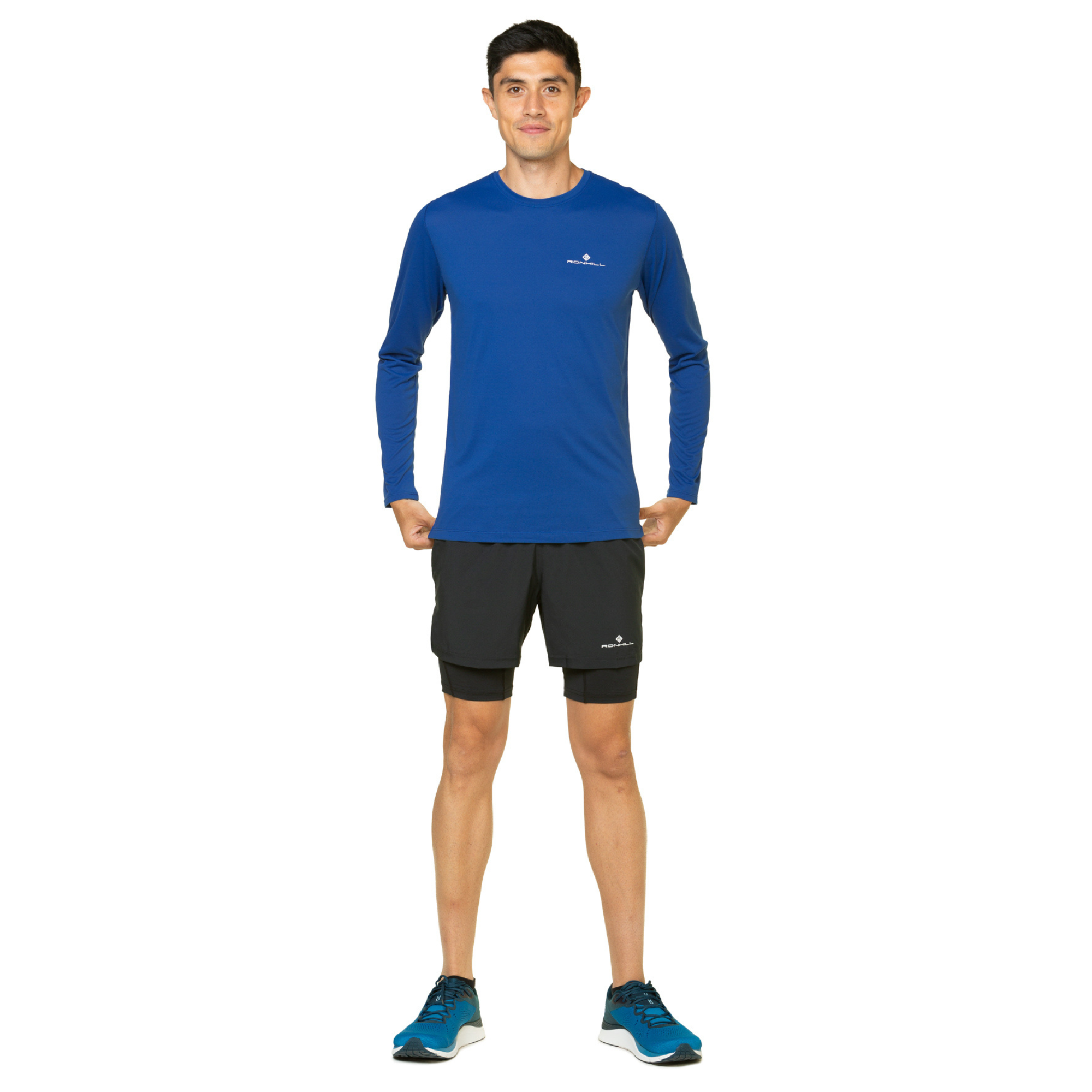 Ronhill Men's Core Twin Shorts (All Black)(5in)