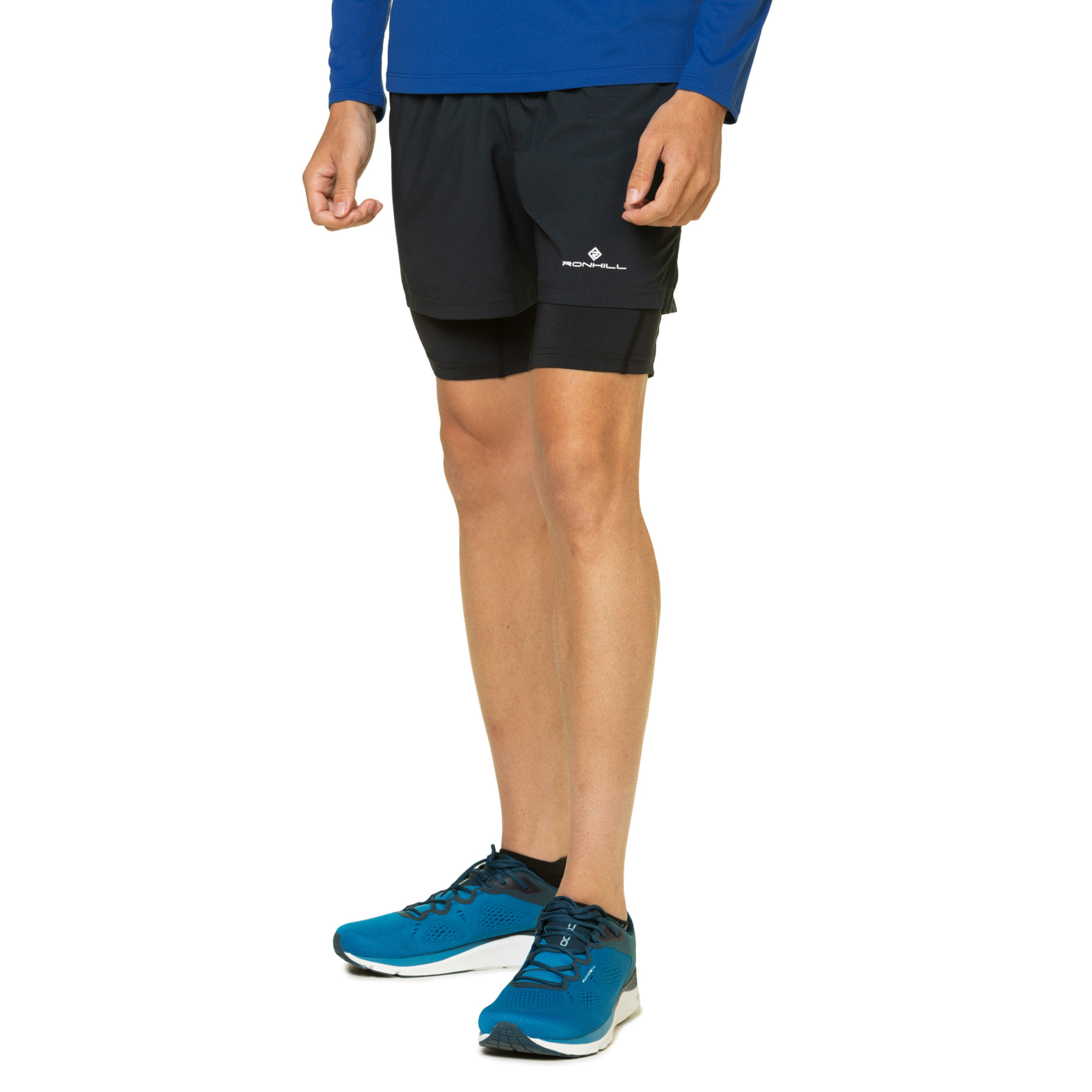 Ronhill Men's Core Twin Shorts (All Black)(5in)