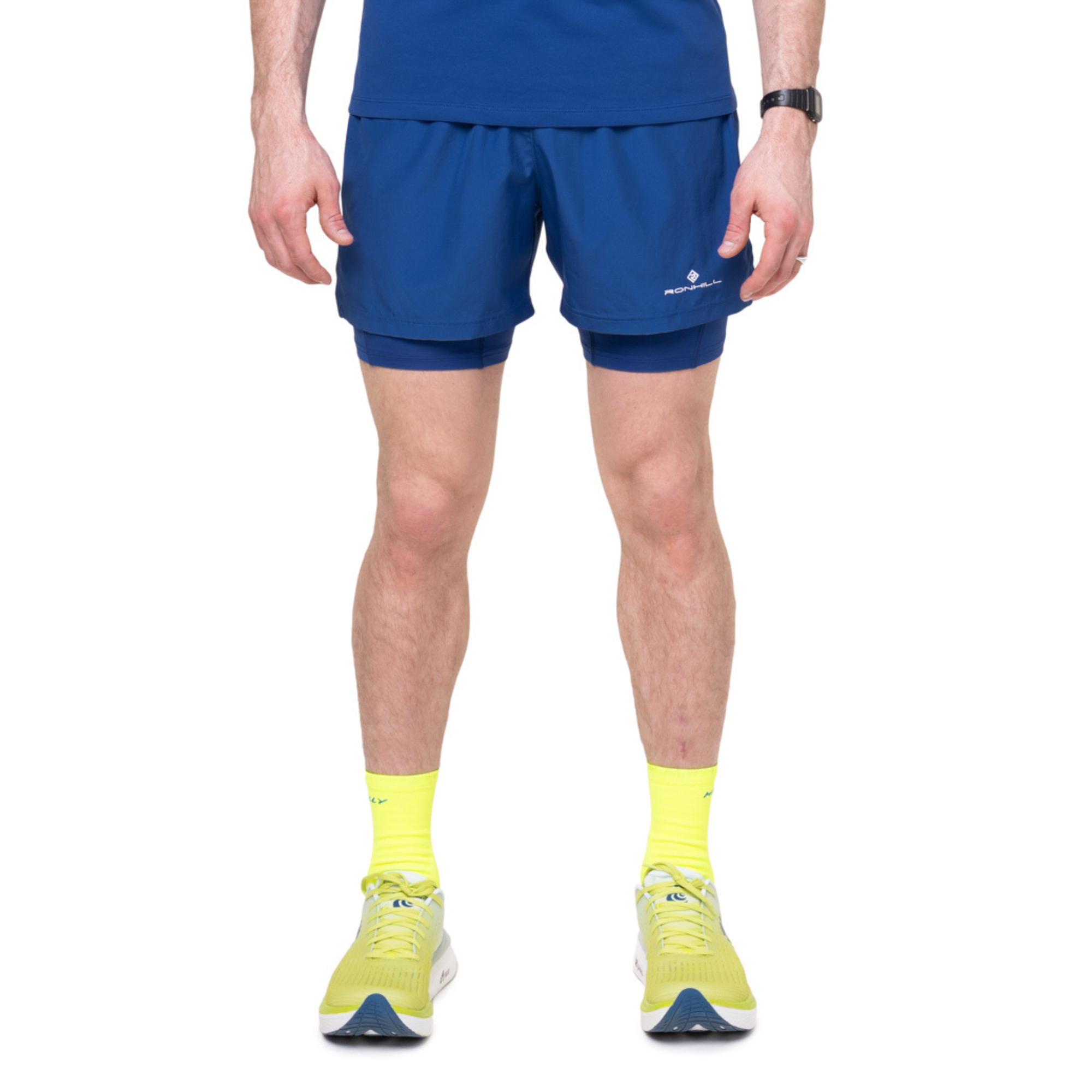 Ronhill Men's Core Twin Shorts (Dark Cobalt/Bright White)(5in)