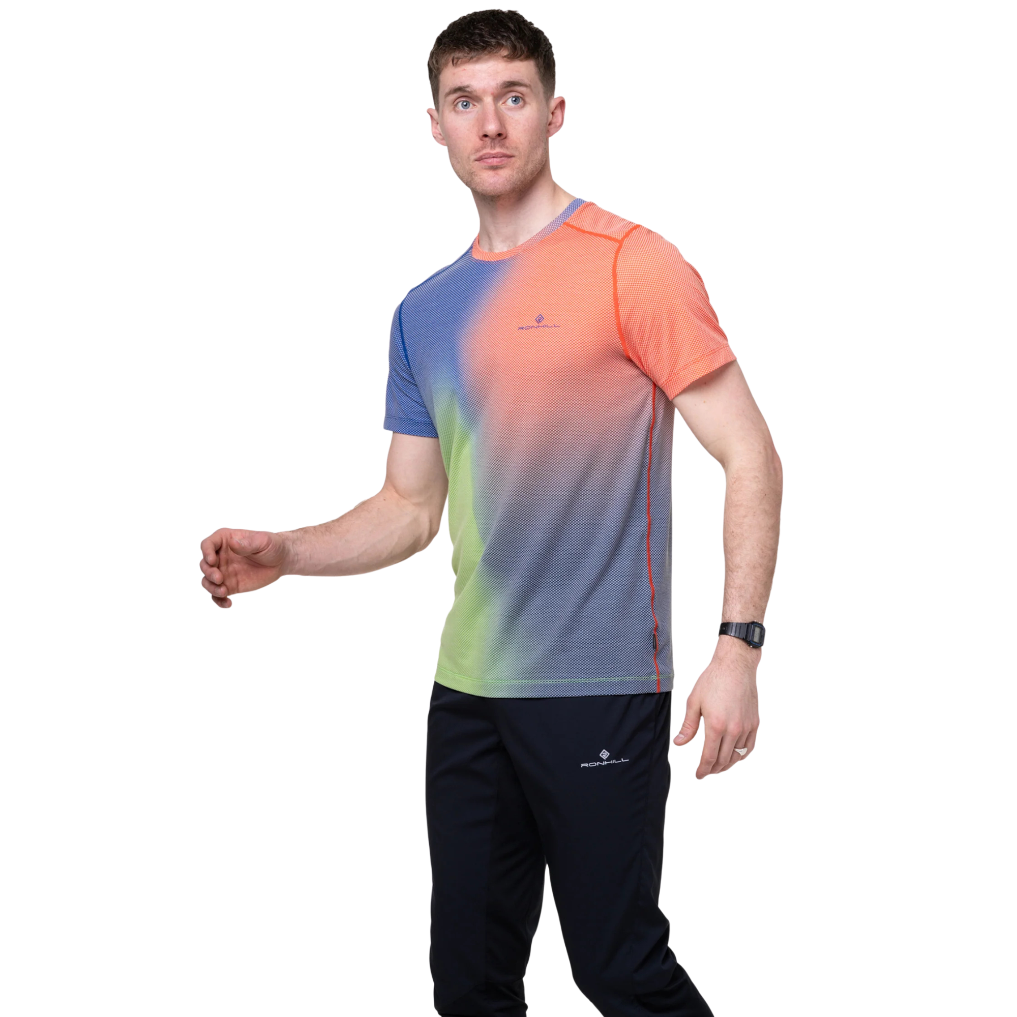 Ronhill Men's Tech Golden Hour Short Sleeve Technical Tee (Dark Cobalt Merge)