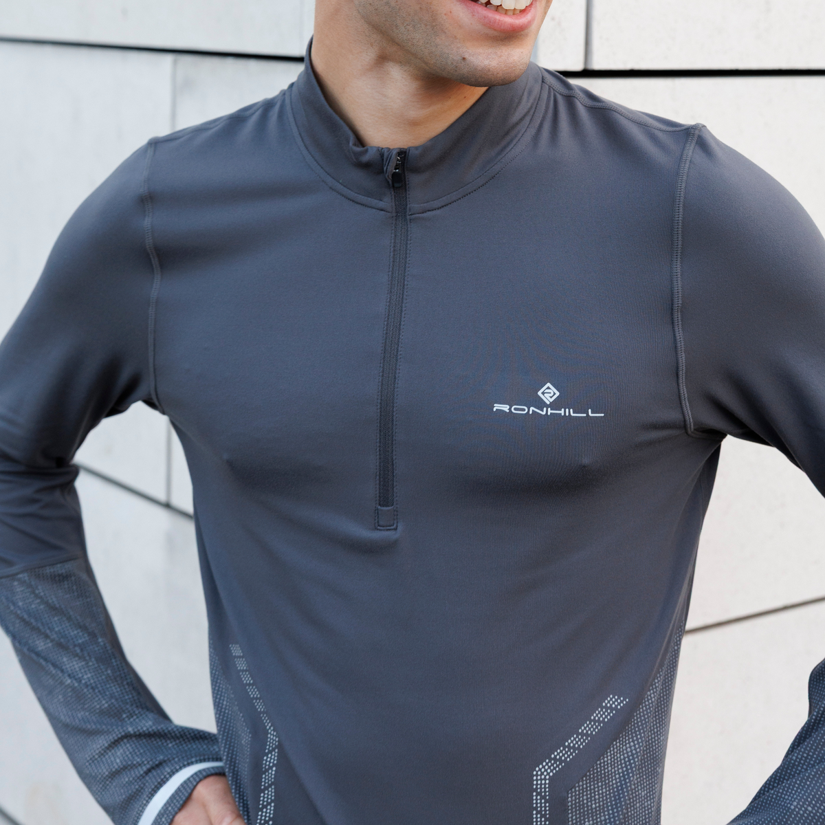 Ronhill Men's Tech Reflect Half Zip Base Layer Top (Oxide/Reflect)
