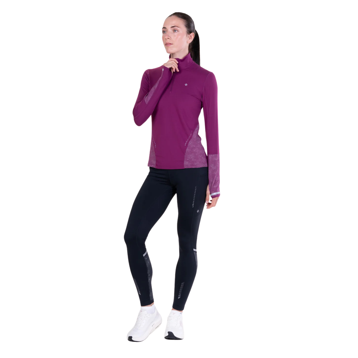 Ronhill Women's Tech Reflect Half Zip Base Layer Top (Blackcurrant/Reflect)