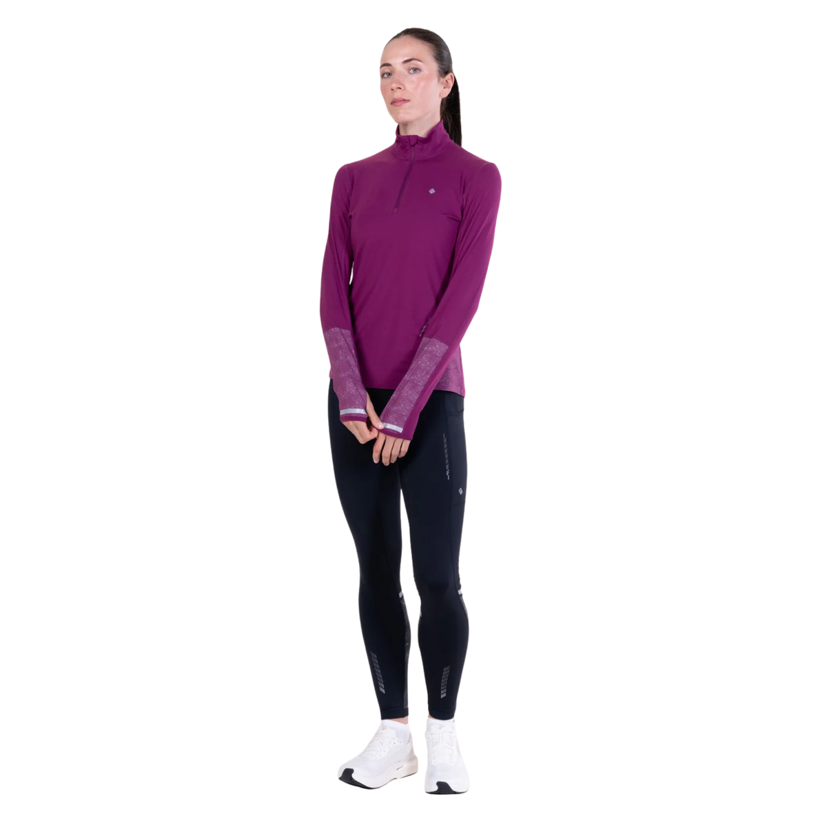 Ronhill Women's Tech Reflect Half Zip Base Layer Top (Blackcurrant/Reflect)