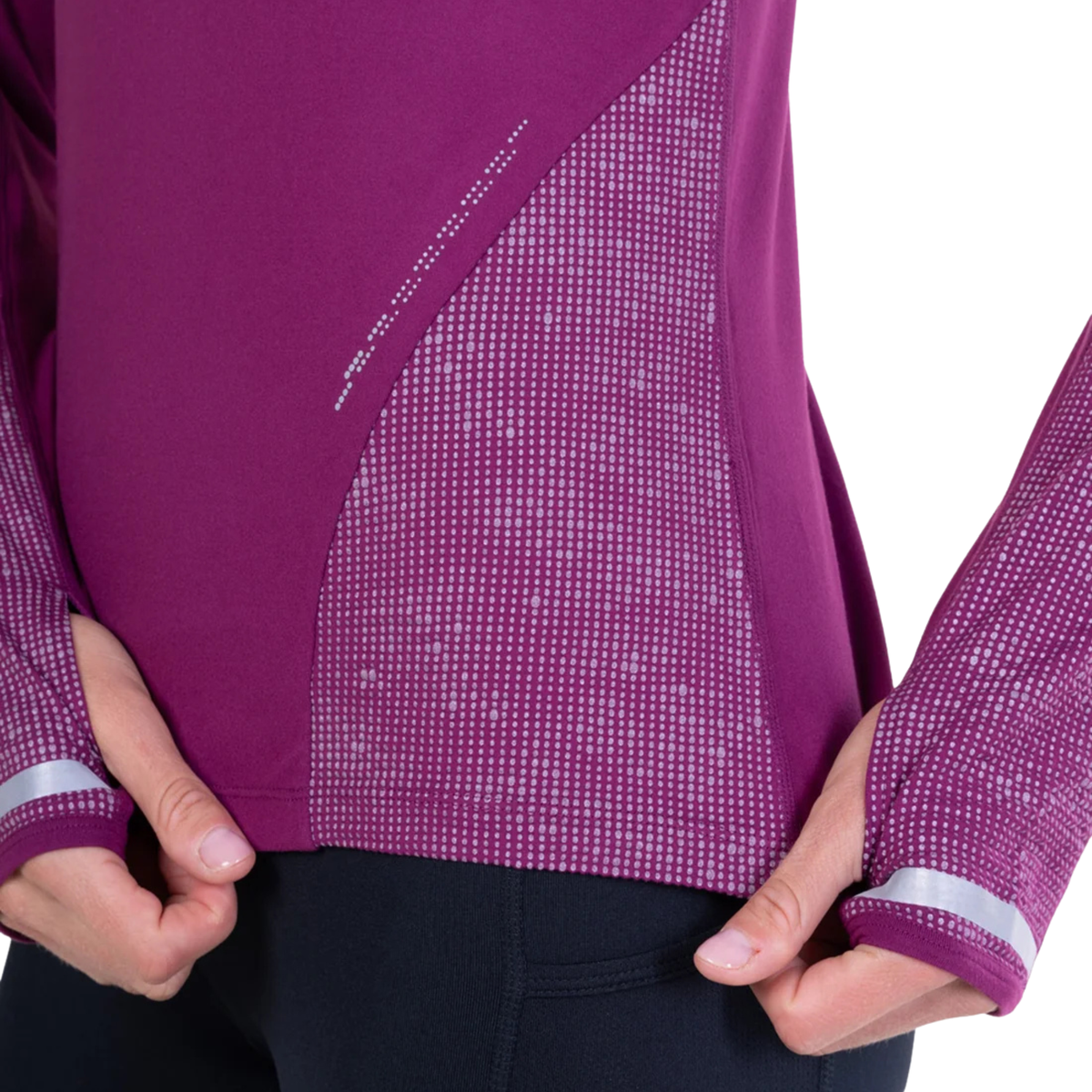 Ronhill Women's Tech Reflect Half Zip Base Layer Top (Blackcurrant/Reflect)