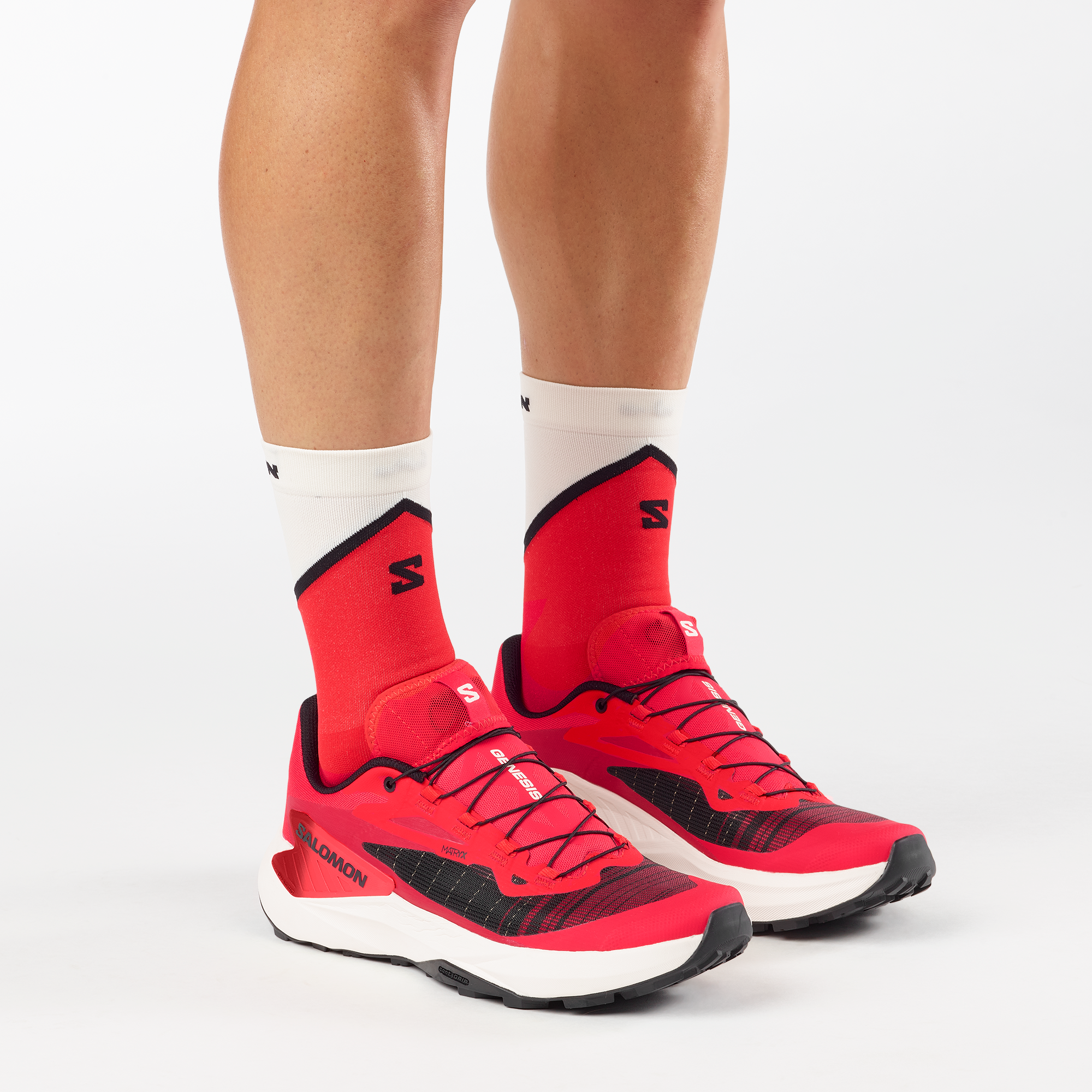 Salomon Men's Genesis Trail Running Shoes (Fiery Red/Lava Falls/Black)
