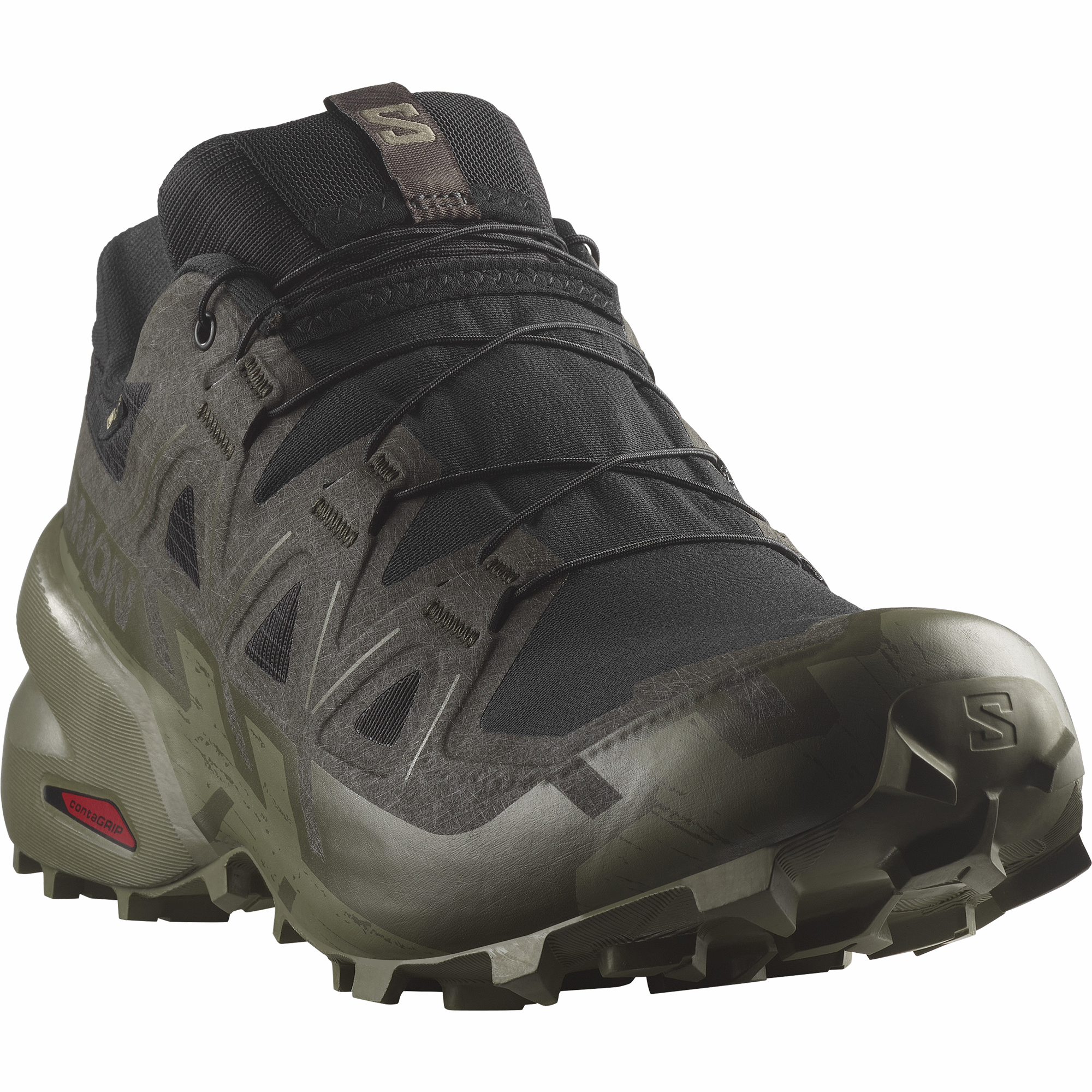 Salomon Men's Speedcross 6 Gore-Tex Trail Running Shoes Black Peat Deep Lichen Green L47584100