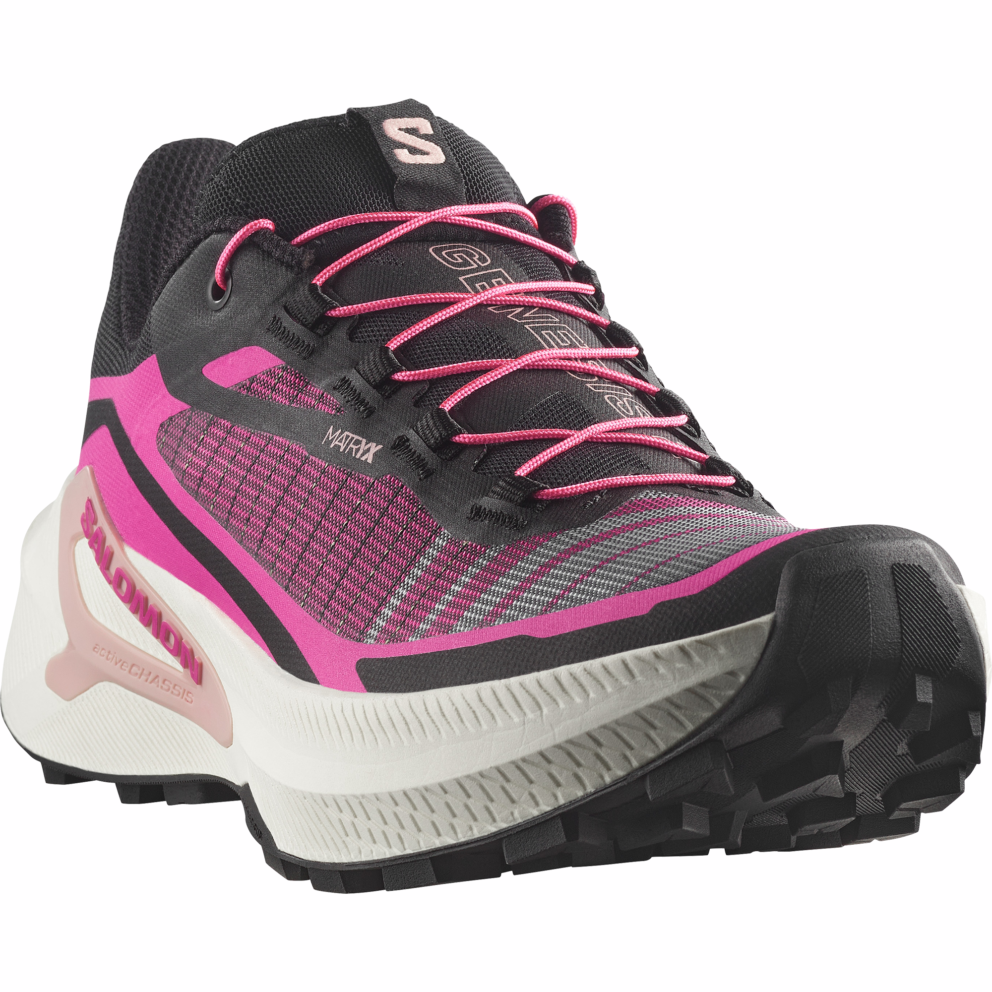 Salomon Women's Genesis 2 Trail Running Shoes Black Vanilla Ice Pink Yarrow L49305300
