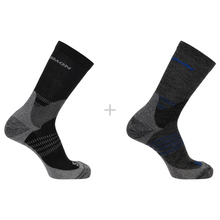 Load image into Gallery viewer, Salomon Unisex X Ultra Access Merino Blend Socks - 2 Pair Pack (Crew Length)(Anthracite/Black)