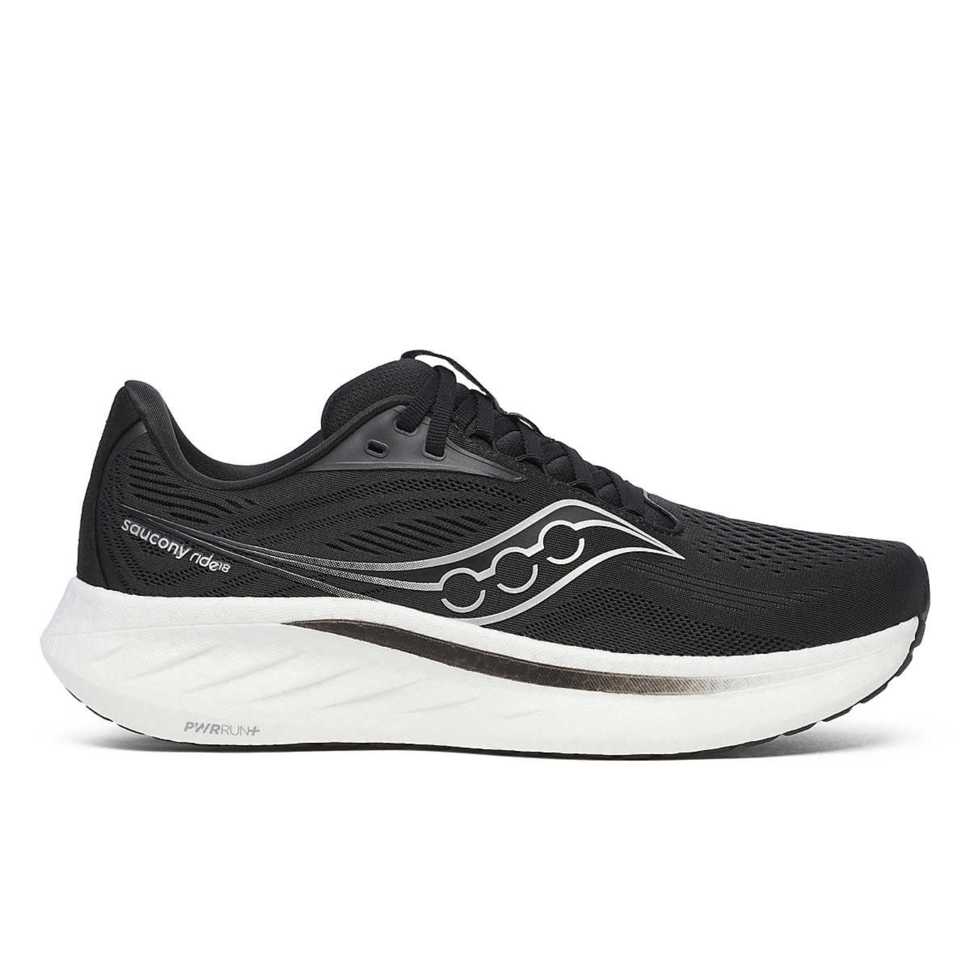 Saucony Men's Ride 18 Wide Fit Running Shoes (Black/White)
