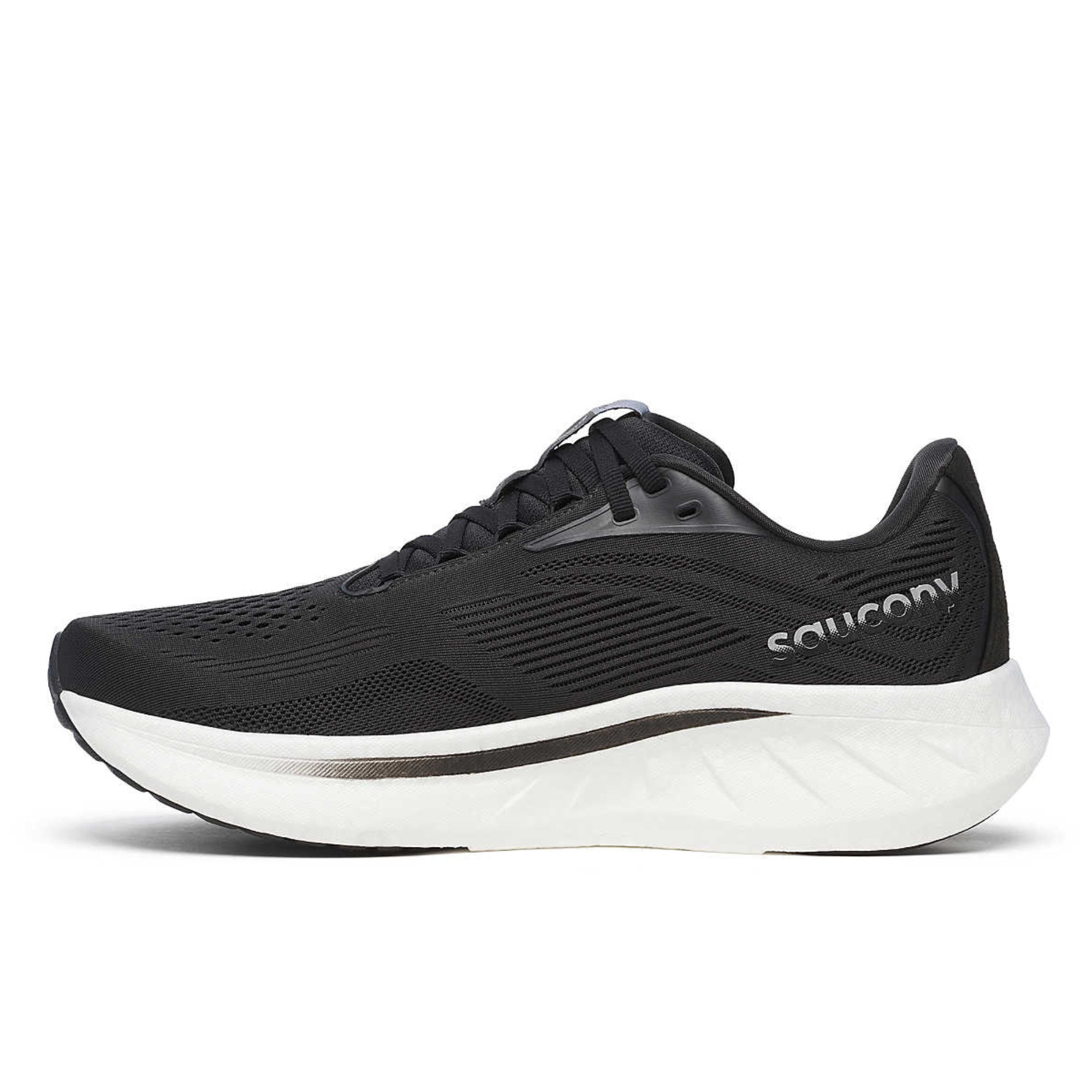 Saucony Men's Ride 18 Wide Fit Running Shoes (Black/White)