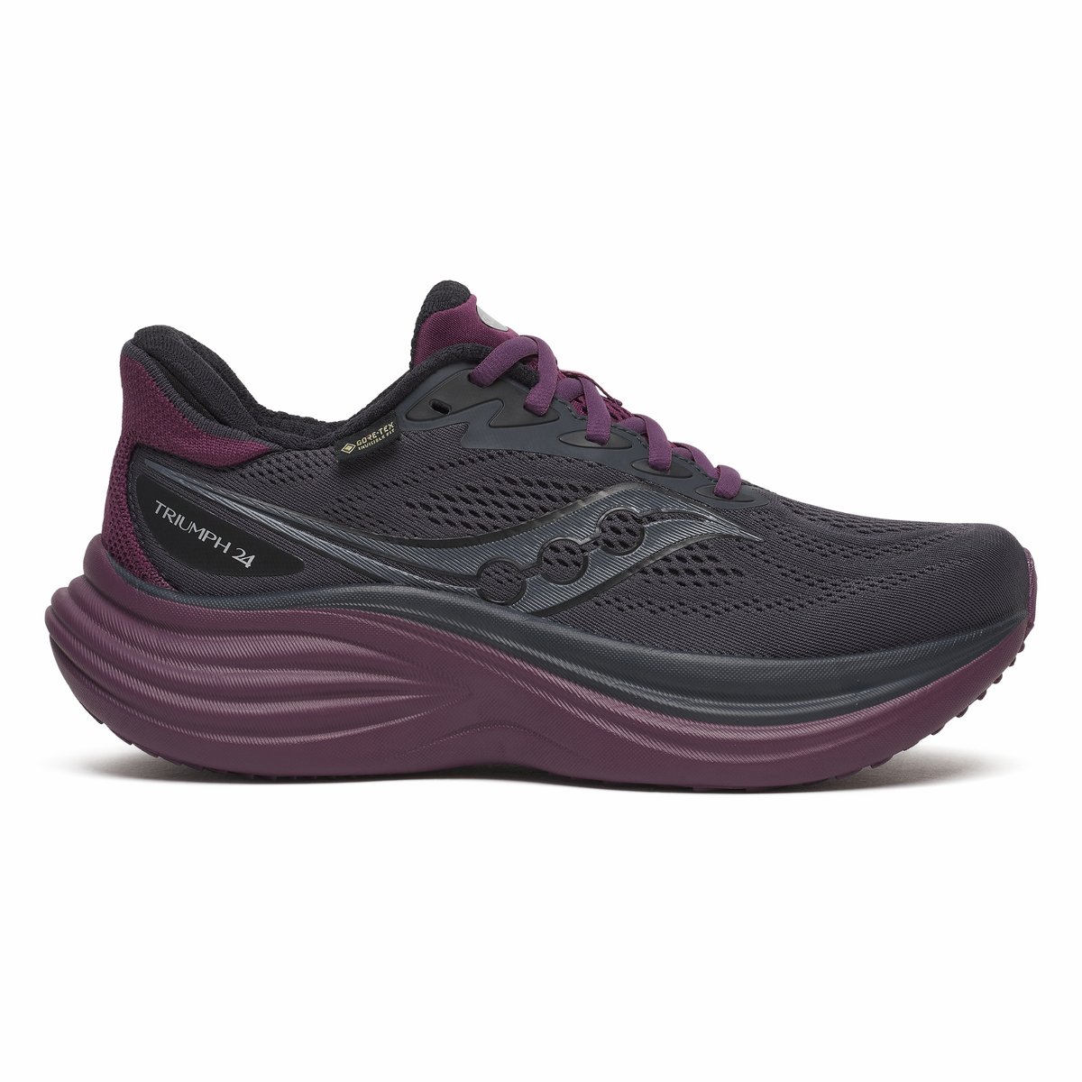 Saucony Women's Triumph 24 Gore-Tex Running Shoes (Ebony/Eggplant)
