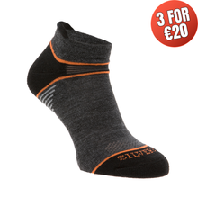 Load image into Gallery viewer, Silverpoint Unisex On The Move No Show Merino Blend Ankle Socks (Grey/Orange)