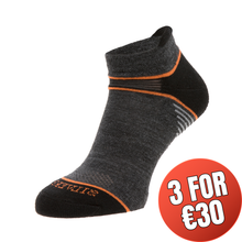 Load image into Gallery viewer, Silverpoint Unisex On The Move No Show Merino Blend Ankle Socks (Grey/Orange)