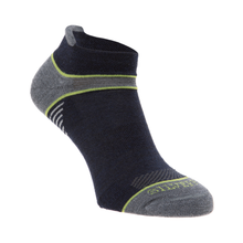Load image into Gallery viewer, Silverpoint Unisex On The Move No Show Merino Blend Ankle Socks (Navy/Lime)