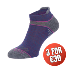 Load image into Gallery viewer, Silverpoint Unisex On The Move No Show Merino Blend Ankle Socks (Violet)