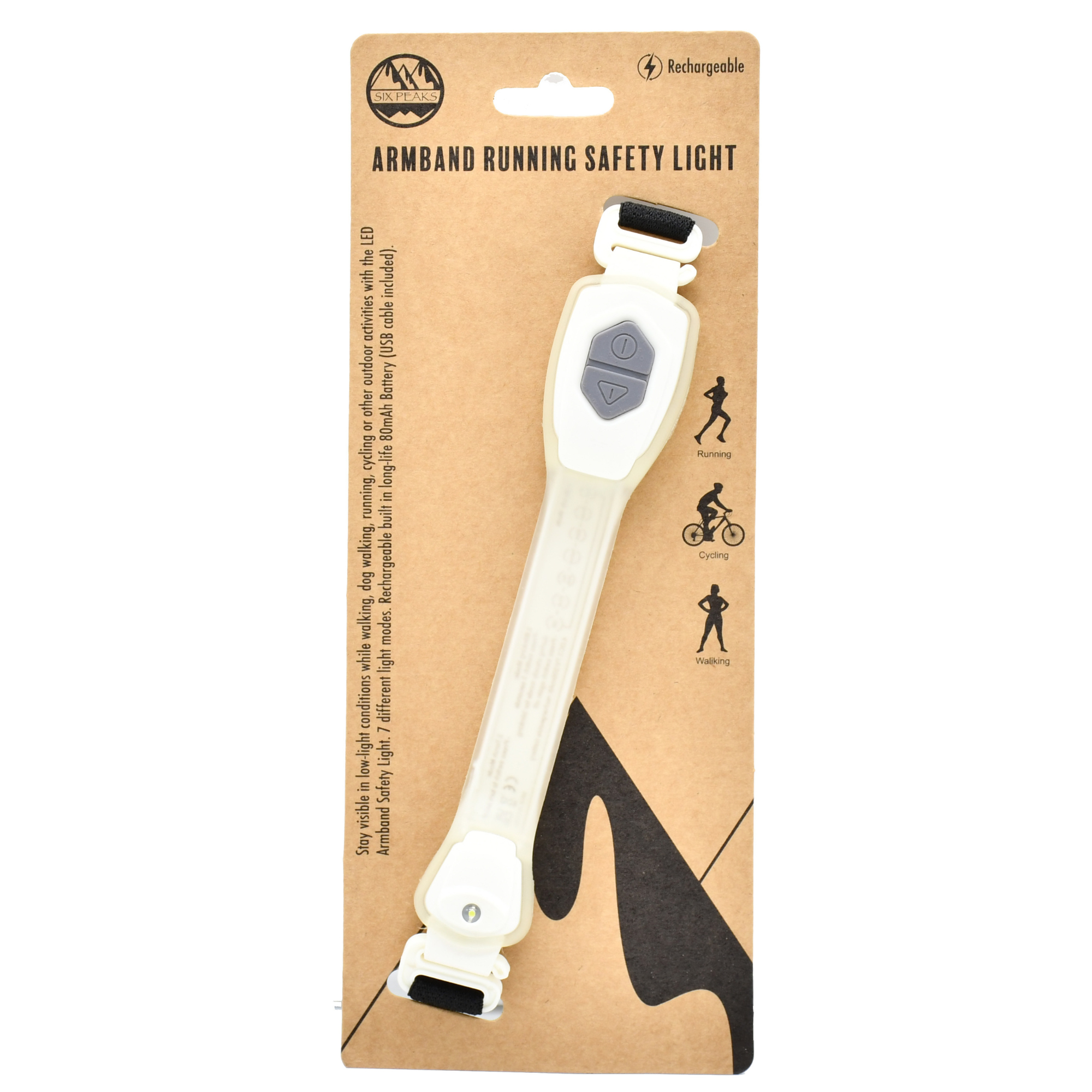 Six Peaks LED Running Safety Light Armband (7 Colour Settings)