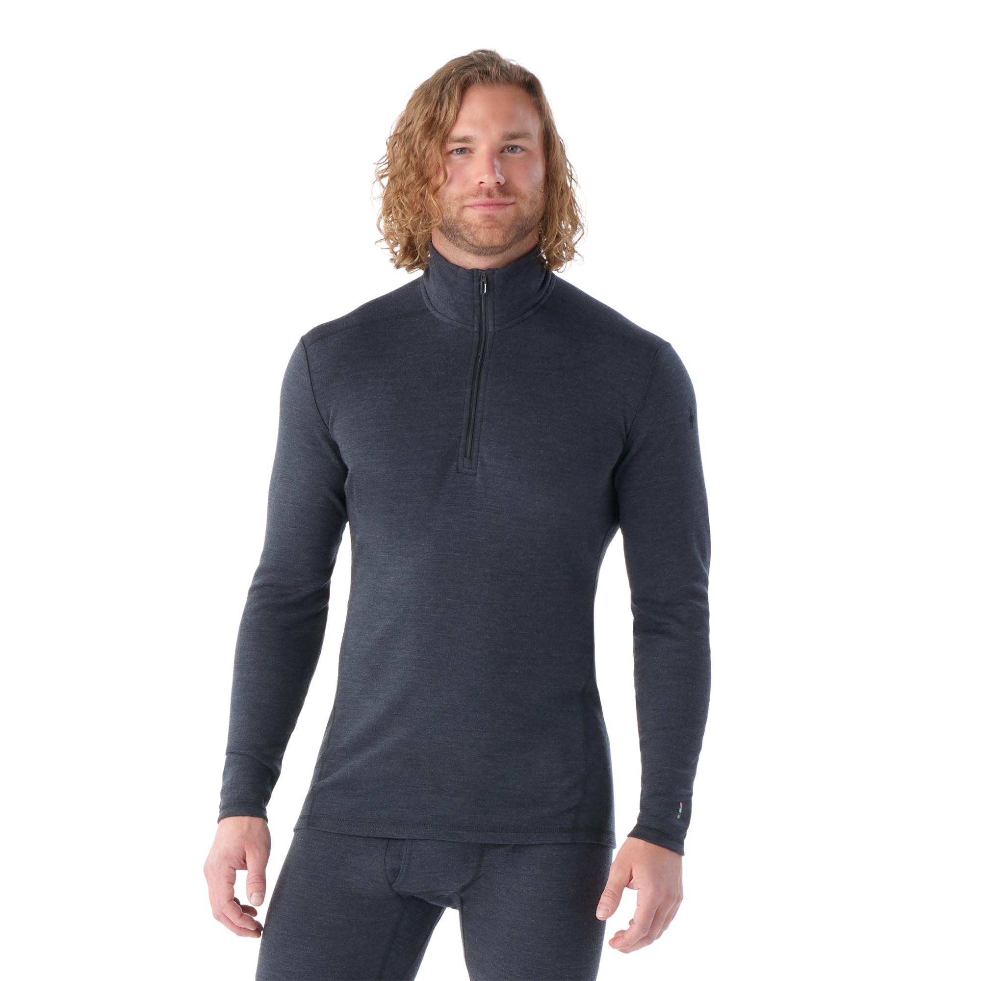 Smartwool Men's Classic Thermal Merino 250 Quarter Zip Long Sleeve Base Layer Top (Charcoal Heather)