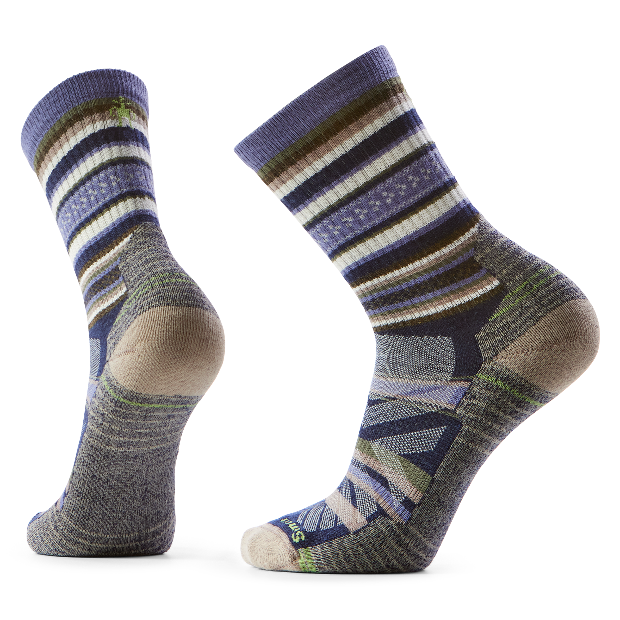 Smartwool Men's Print Panorama Hike Light Cushion Crew Length Merino Blend Socks Nightfall Blue P43 SW002160