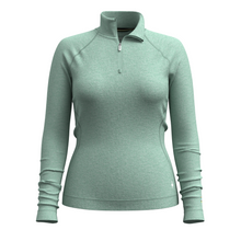 Load image into Gallery viewer, Smartwool Women's Classic Thermal Merino 250 Long Sleeve Quarter Zip Base Layer Top (Arctic Green Heather)