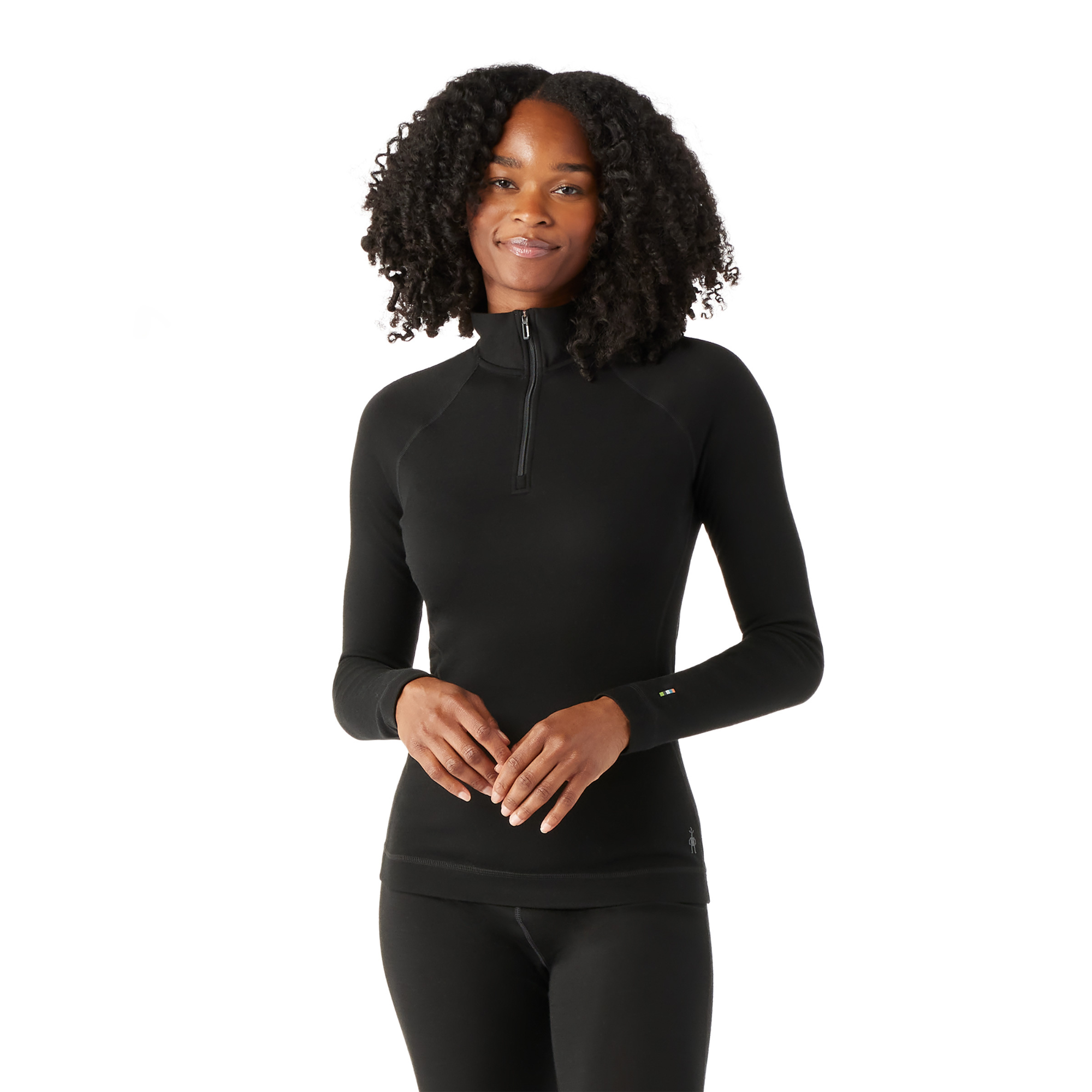 Smartwool Women's Classic Thermal Merino 250 Long Sleeve Quarter Zip Base Layer Top (Black)
