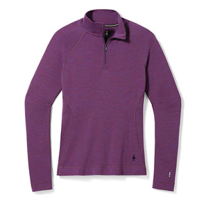 Smartwool Women's Classic Thermal Merino 250 Long Sleeve Quarter Zip Base Layer Top (Purple Iris Heather)