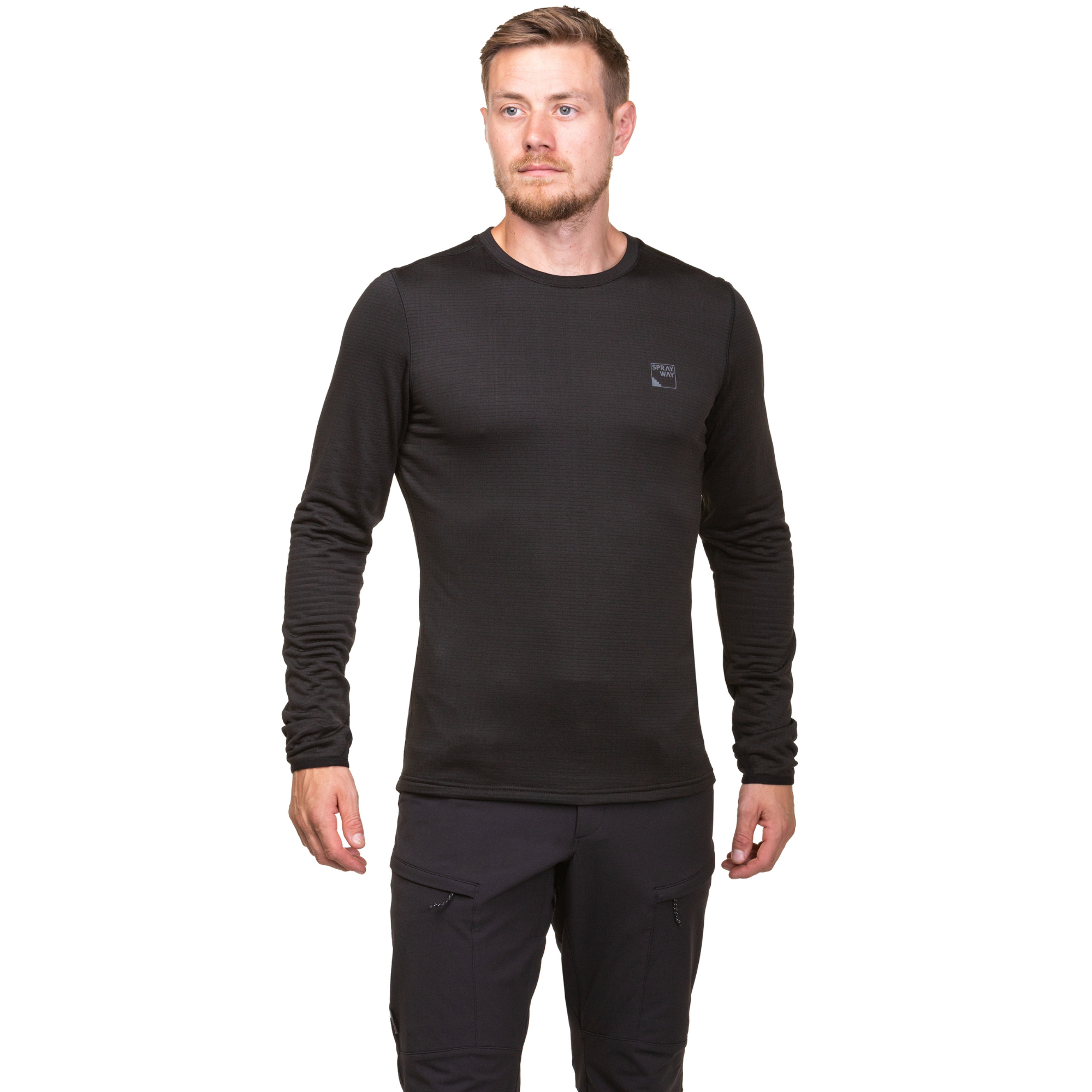 Sprayway Men's Dornie Crew Neck Long Sleeve Base Layer Top (Black)