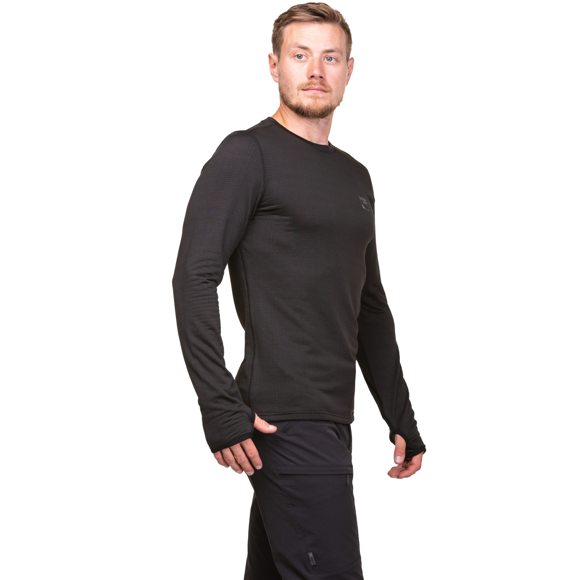 Sprayway Men's Dornie Crew Neck Long Sleeve Base Layer Top (Black)