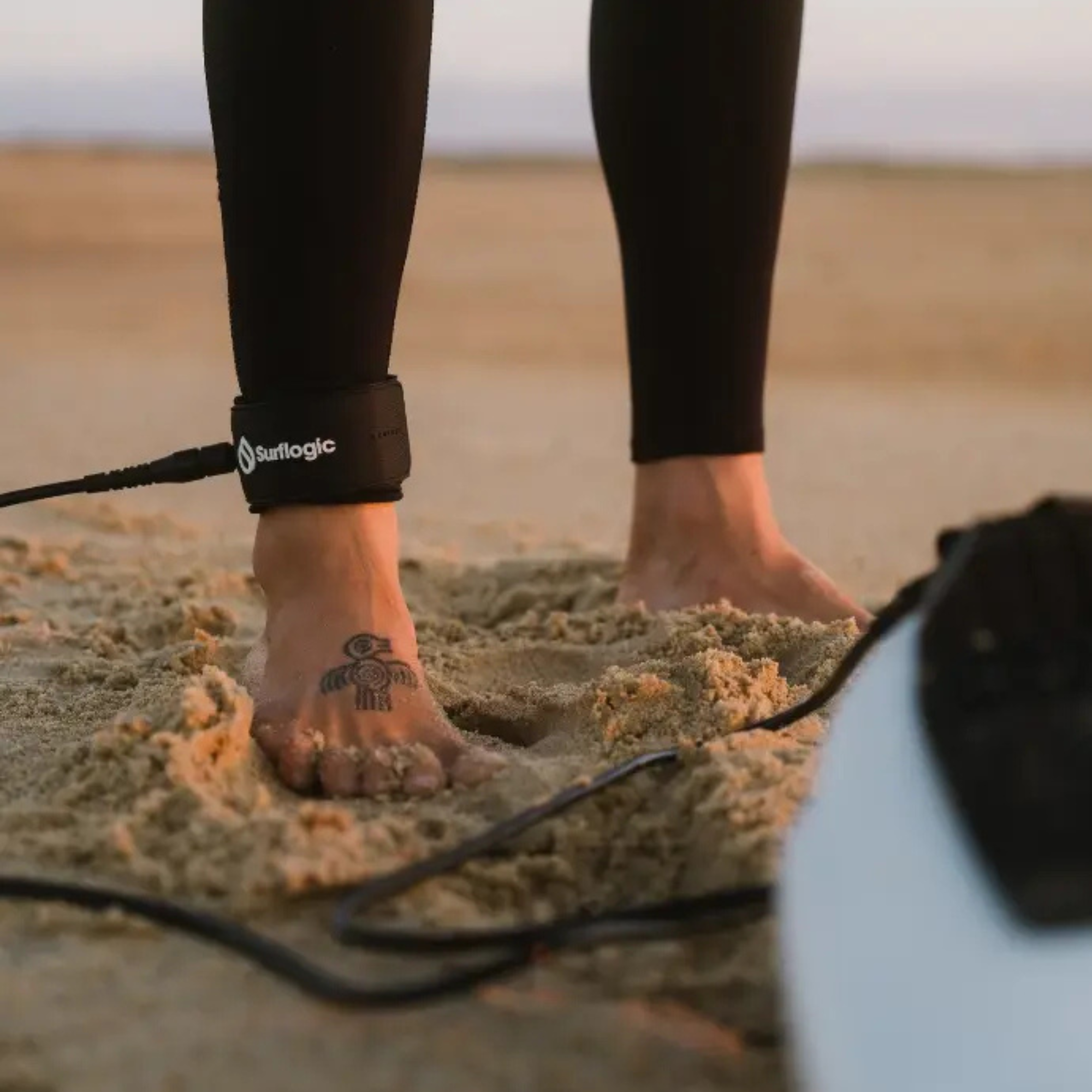 Surflogic 8ft Leash Pro Surf Ankle Leash (Black)