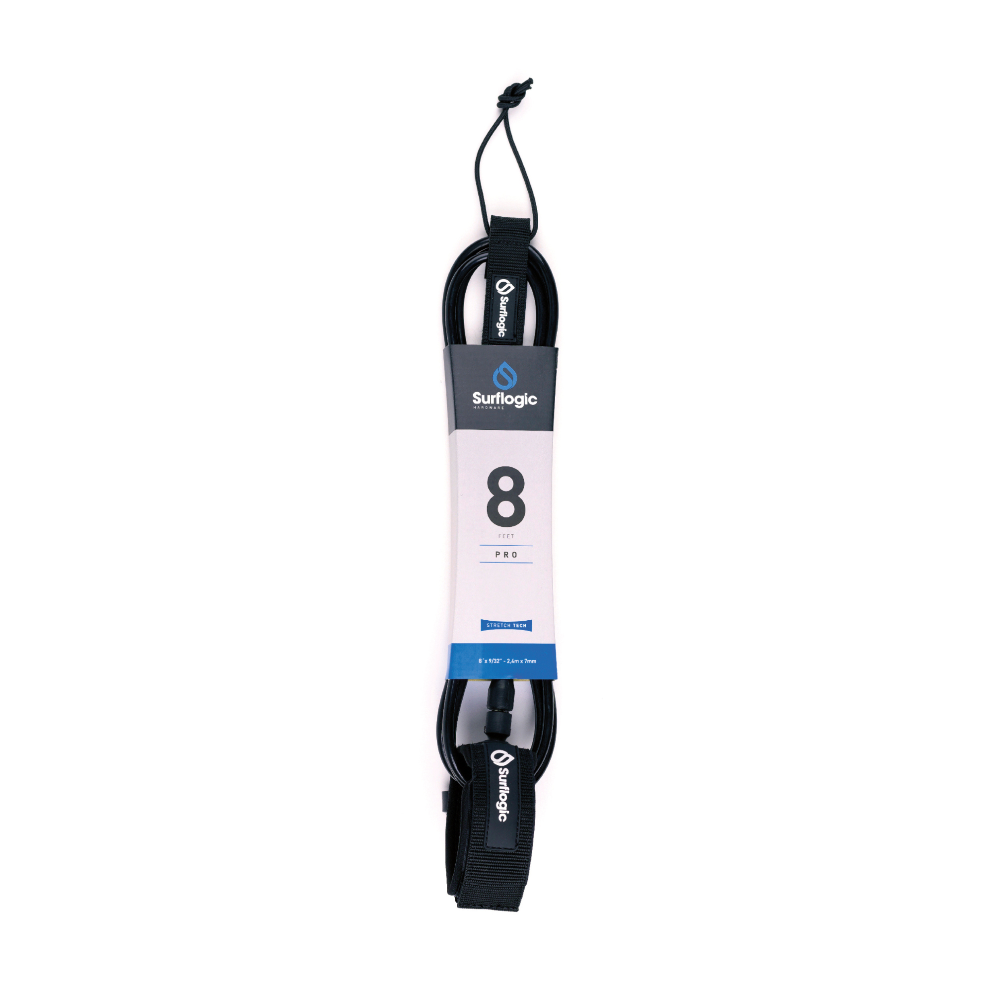 Surflogic 8ft Leash Pro Surf Ankle Leash (Black)
