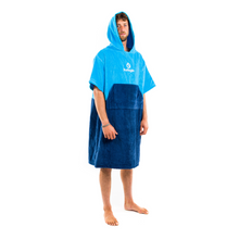 Load image into Gallery viewer, Surflogic Unisex Short Sleeve Poncho (Cyan/Navy)