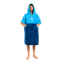 Load image into Gallery viewer, Surflogic Unisex Short Sleeve Poncho (Cyan/Navy)