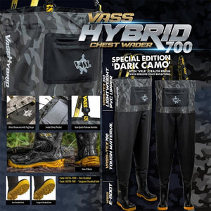 Vass Unisex Hybrid 700 Chest Waders (Dark Grey Camo)