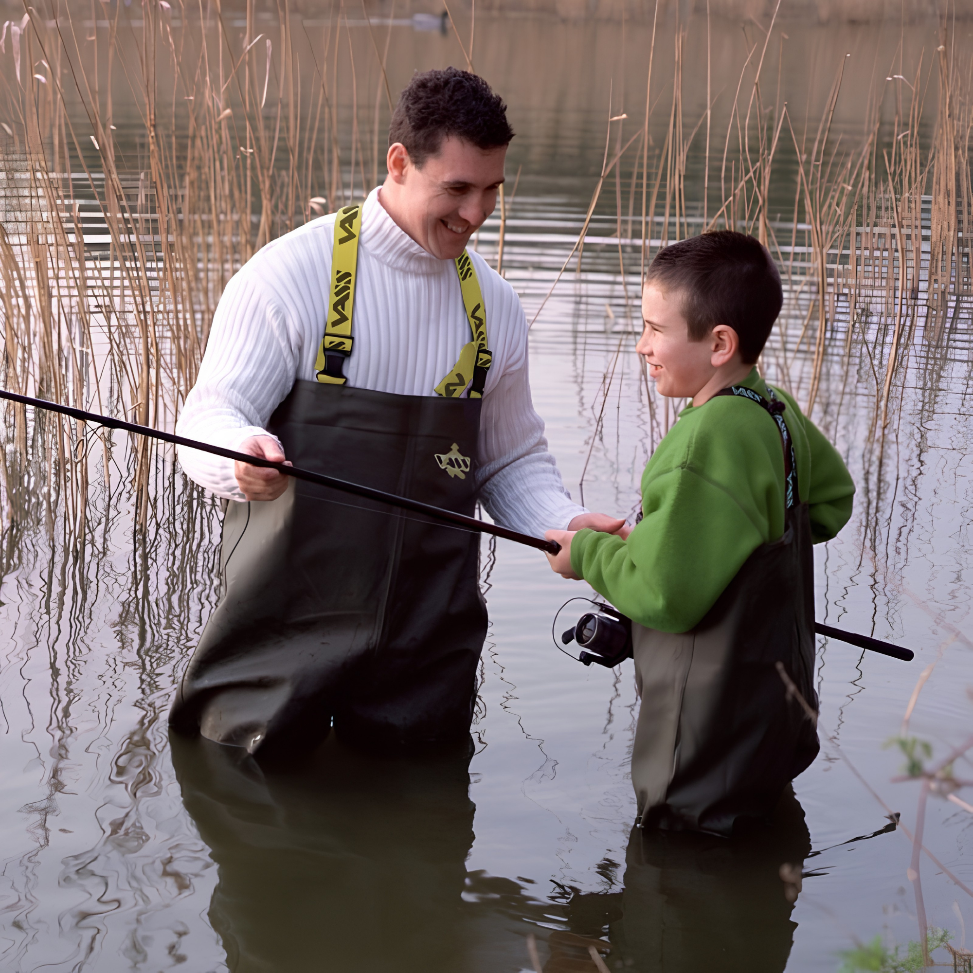 Vass Junior Bootfoot Non Studded Thigh Waders (Green)