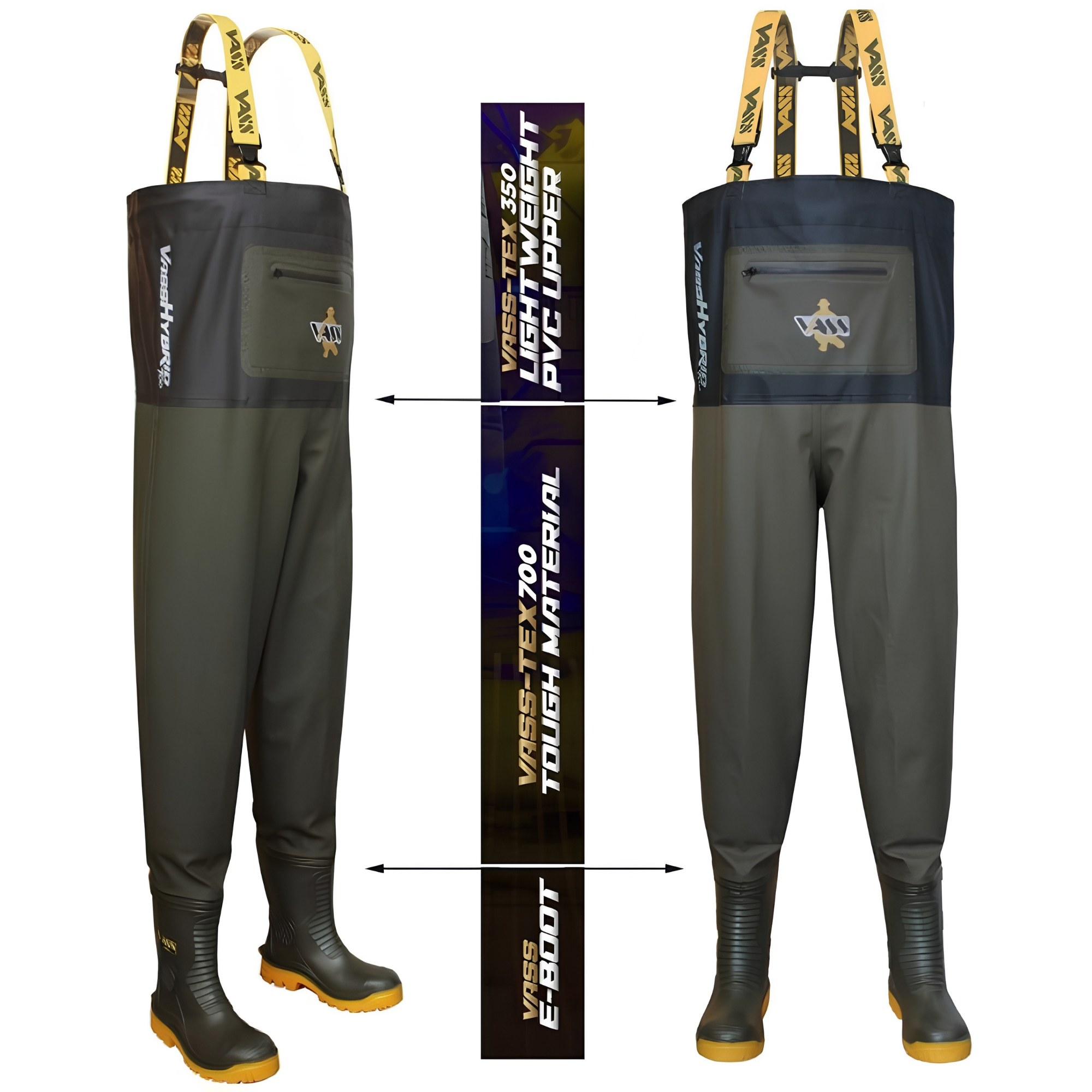 Vass Unisex Hybrid 700 Bootfoot Chest Waders (Khaki)