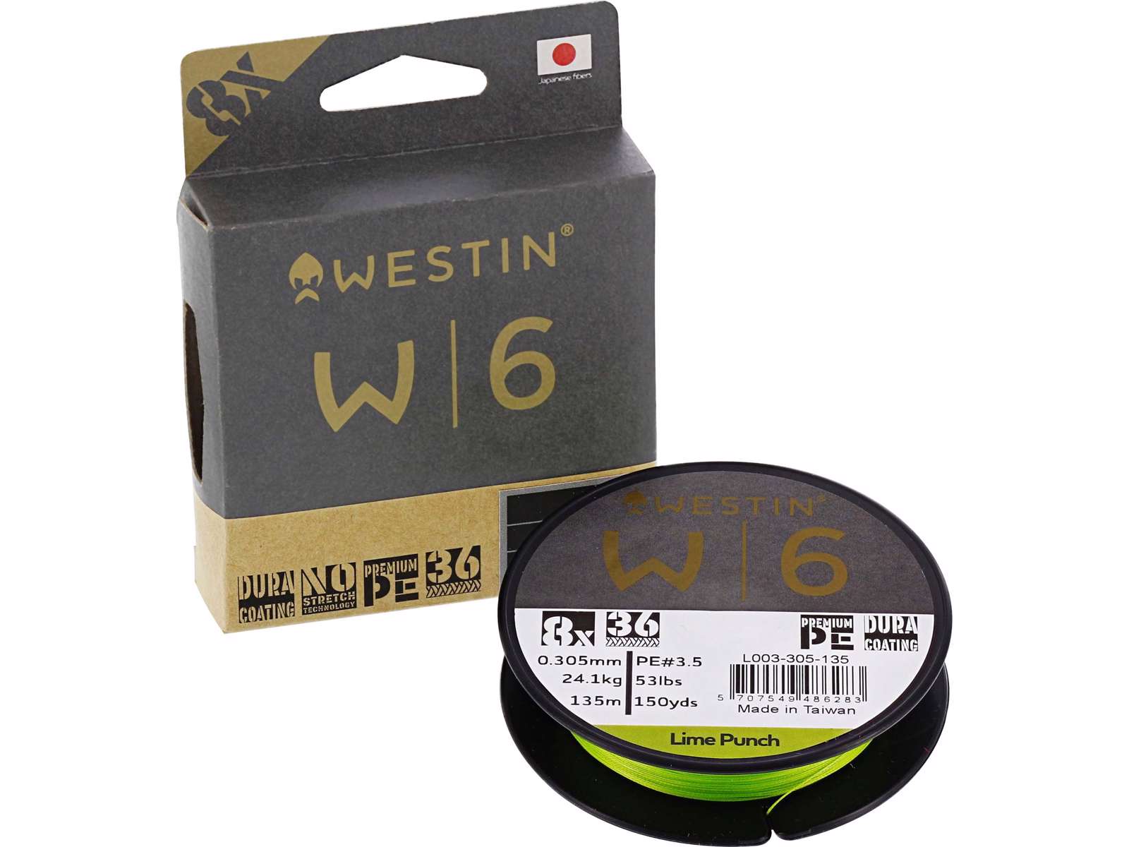 Westin W6 8-Braid Line Leader (135m/0.10mm/3.8kg)(Lime Punch)