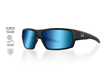 Load image into Gallery viewer, Westin W6 Sport 10 Polarized Sunglasses (Matte Black/Lens Base Smoke/Lens Mirror Blue/Anti-Reflex Blue)