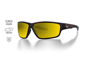 Westin W6 Sport 20 Polarized Sunglasses (Matte Brown Stripe/Lens Base Brown/Lens Mirror Yellow/Anti-Reflex Green)
